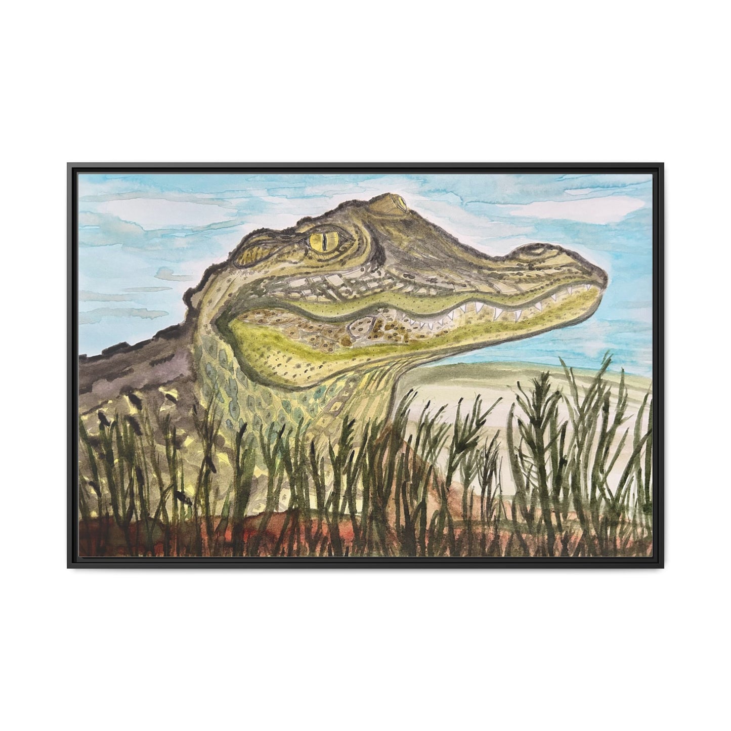 Texas Gator "Big Padre" Alligator Wall Art — Framed Matte Canvas Print