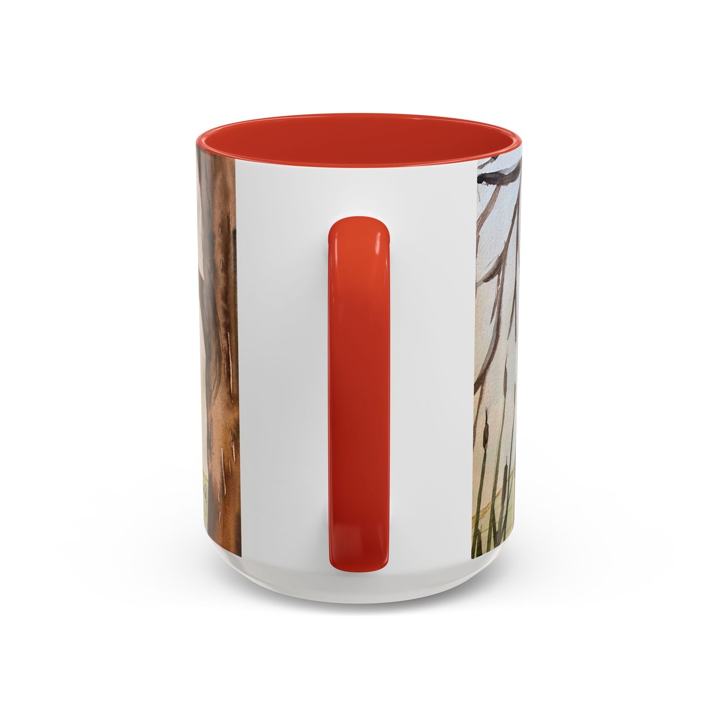 Green Heron Watercolor Accent Coffee Mug — Nature Bird Watercolor (11/15oz)