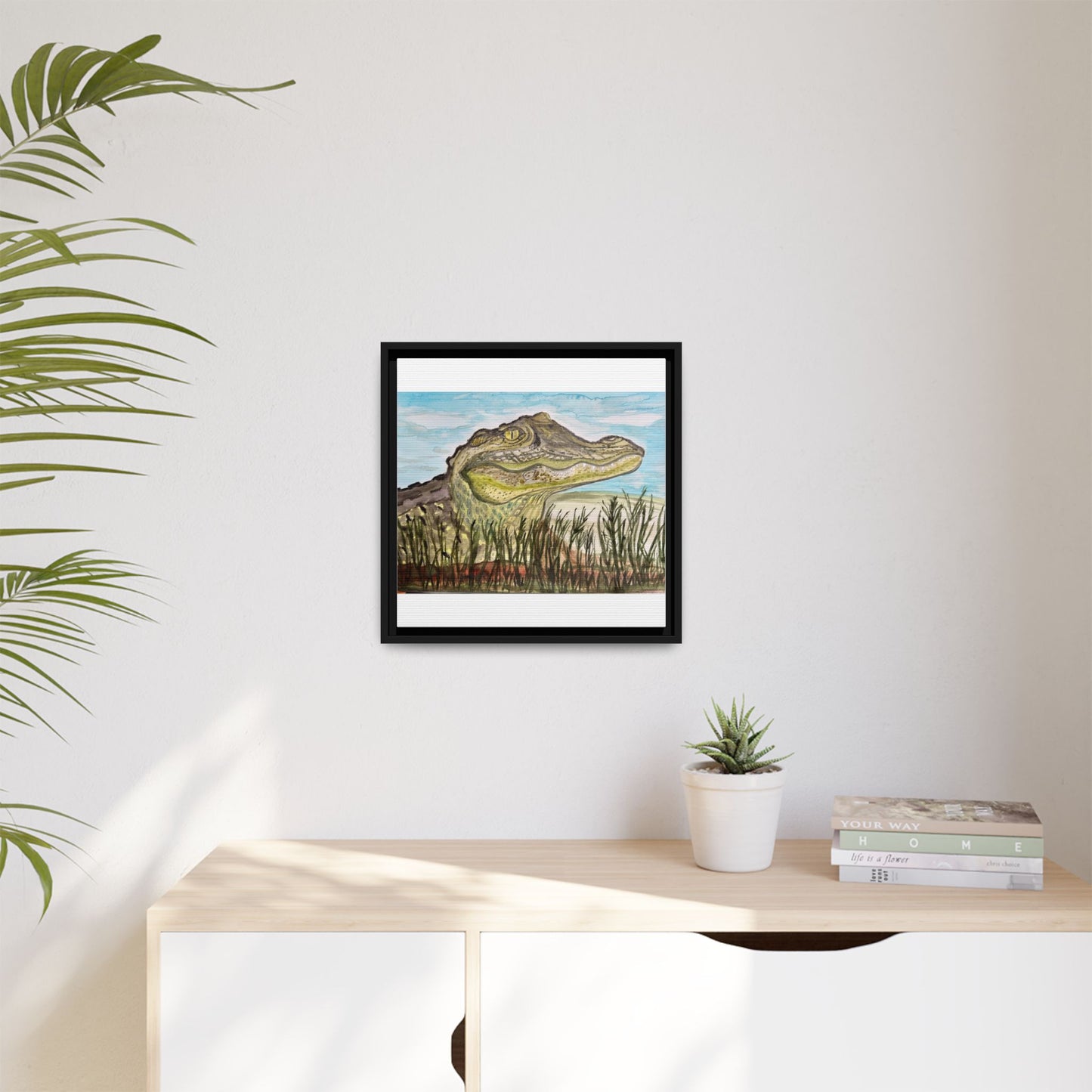 Texas Gator "Big Padre" Alligator Wall Art — Framed Matte Canvas Print