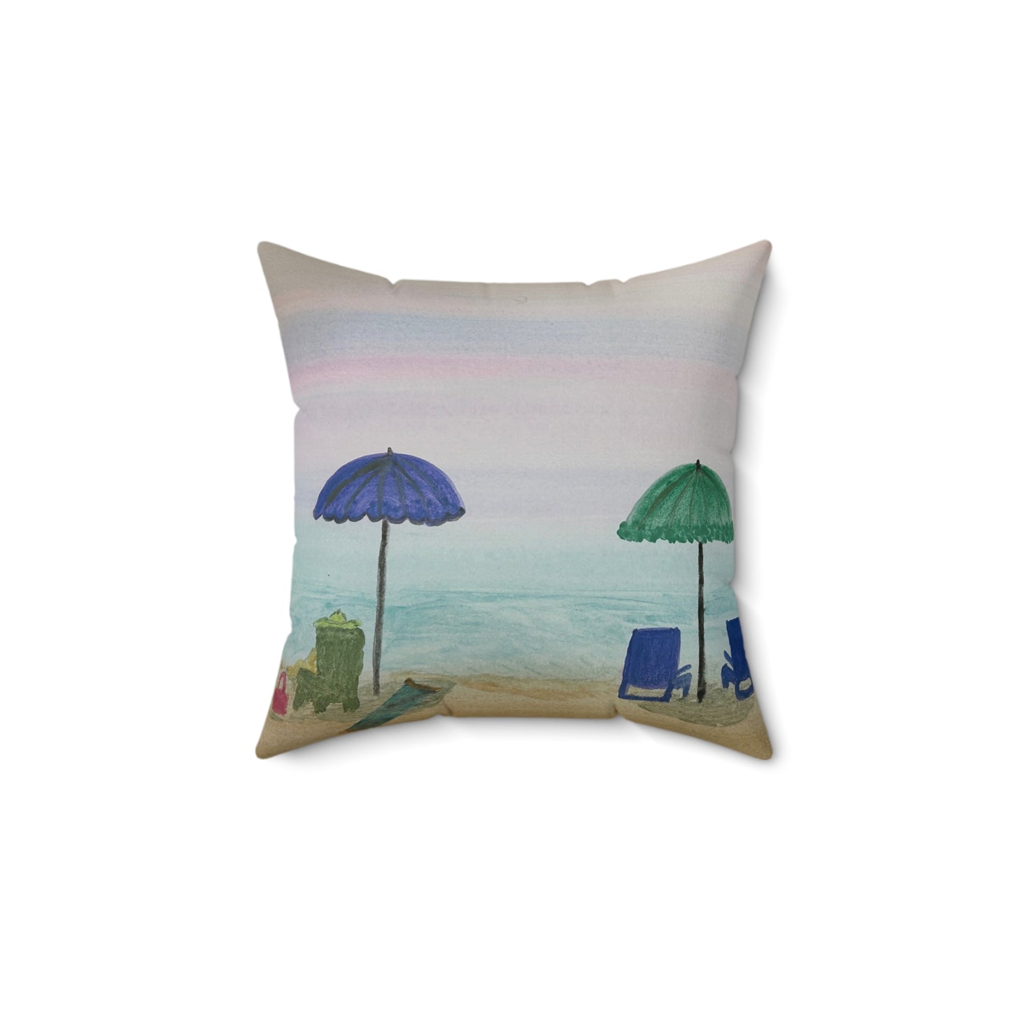 Beach Umbrellas Spun Polyester Square Pillow