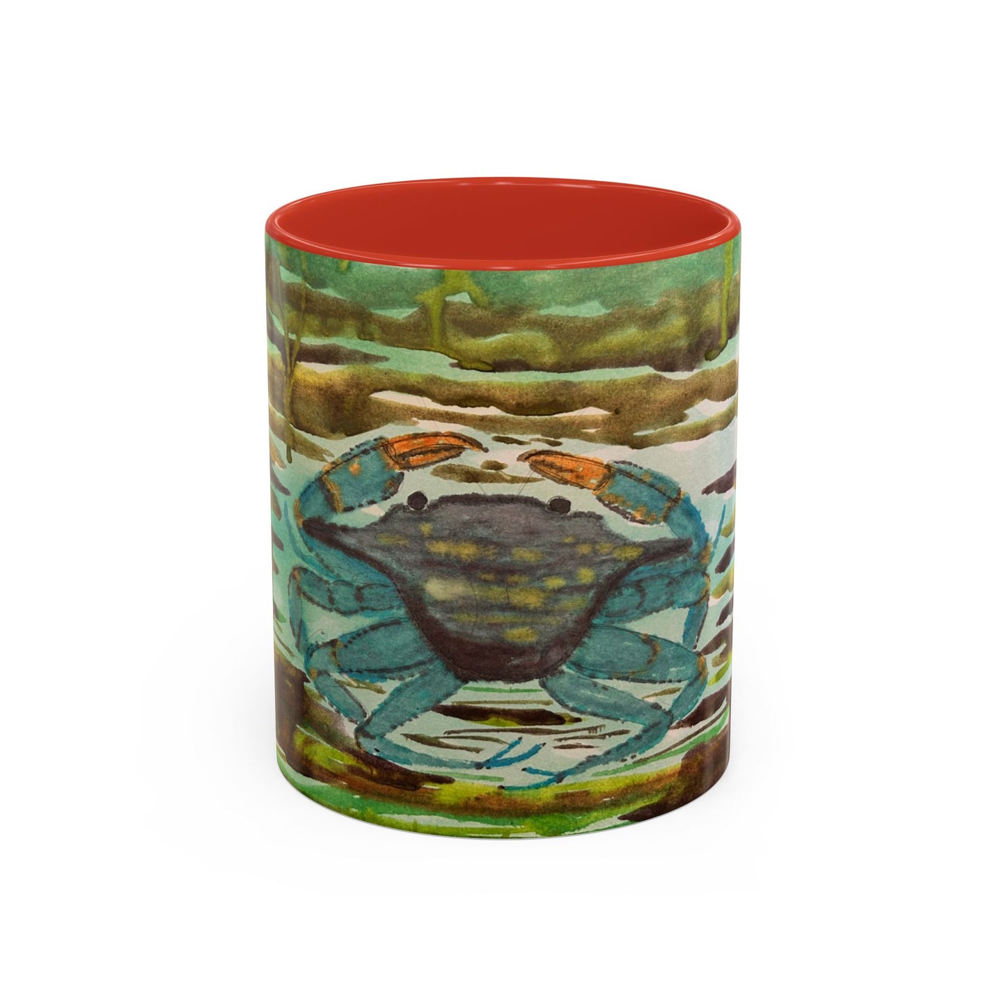 Blue Crab Under the Sea Accent Coffee Mug — Nautical Ocean Ceramic Mug (11/15oz)
