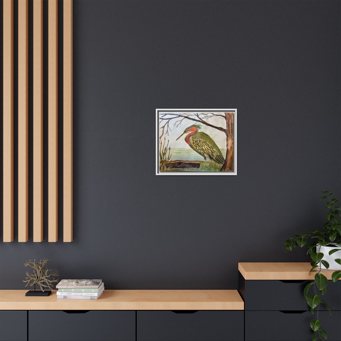 Green Heron Wetlands Print on Canvas