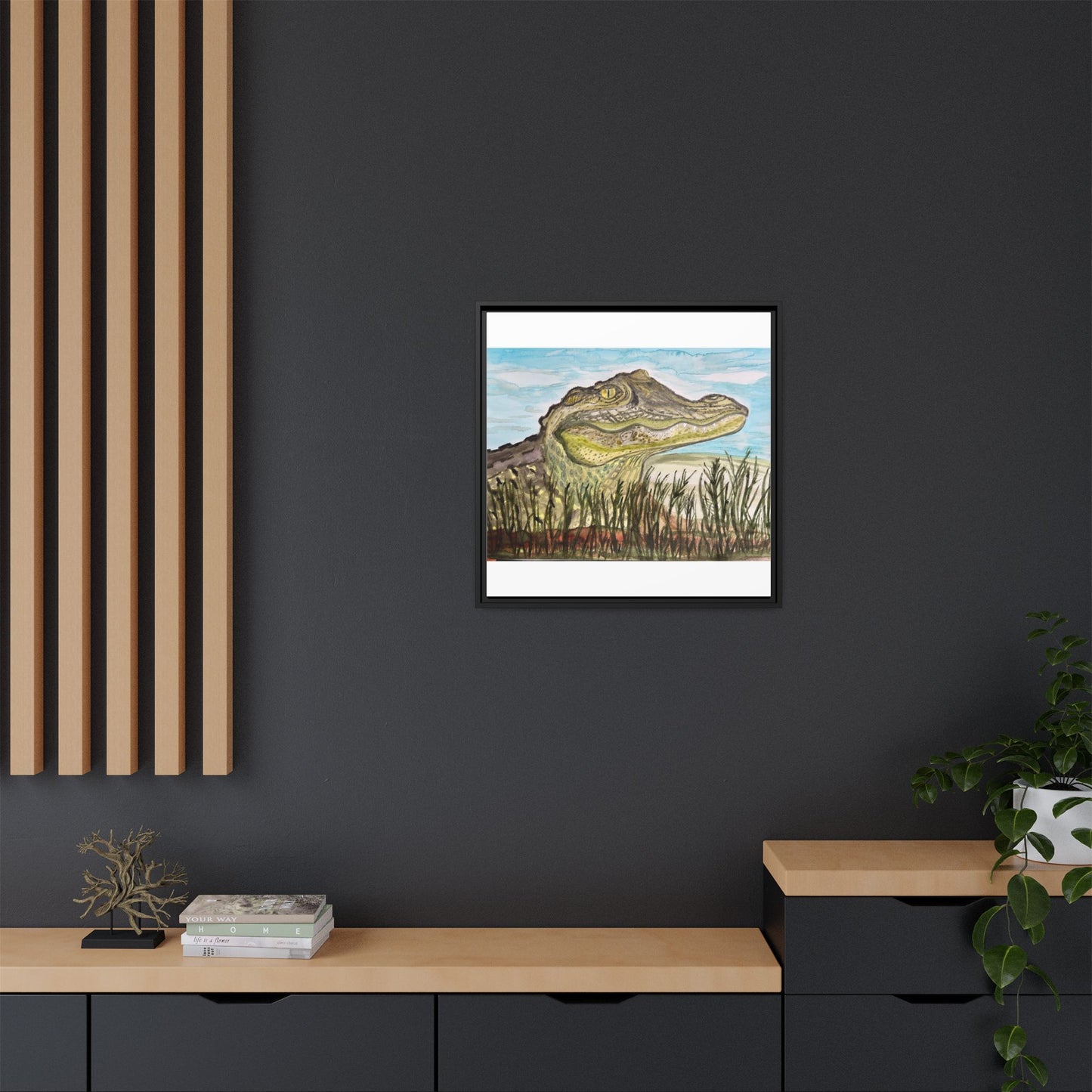 Texas Gator "Big Padre" Alligator Wall Art — Framed Matte Canvas Print