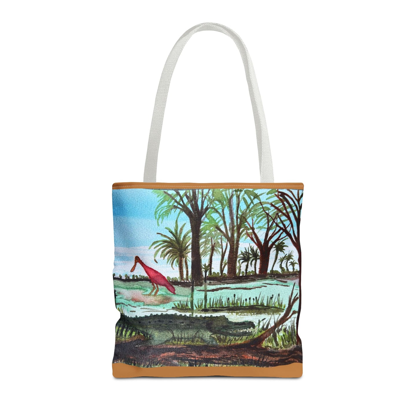 Texas Gator & Roseate Spoonbill Tote Bag — Bold All-Over Print