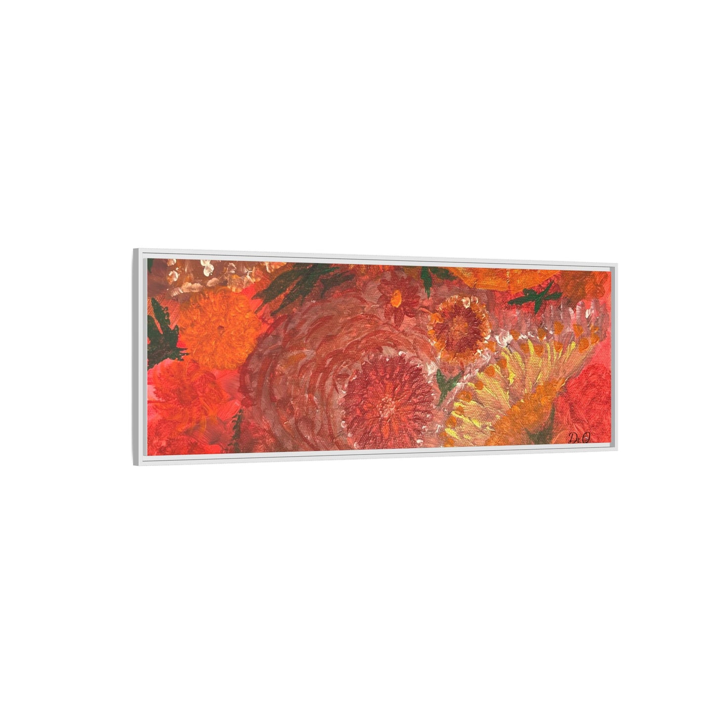 "Floral Burst" Abstract Red Floral Matte Canvas Framed Wall Art
