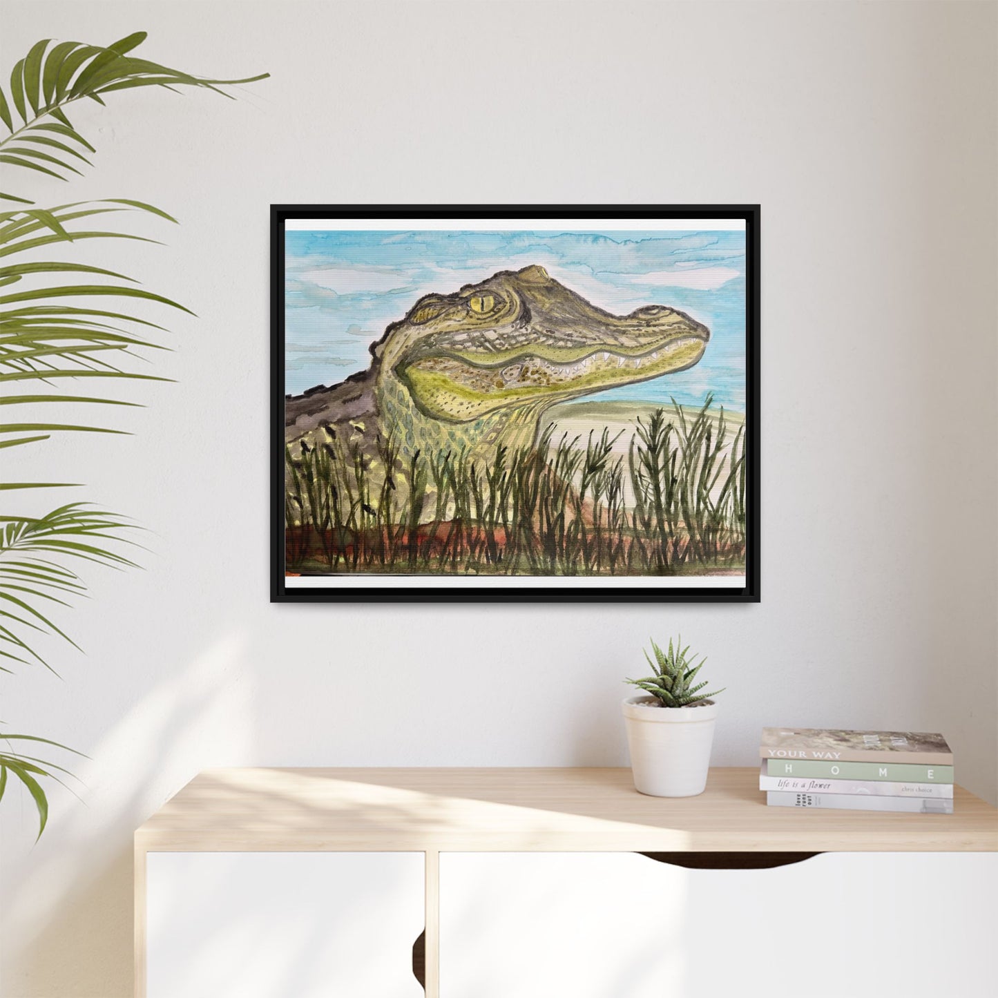 Texas Gator "Big Padre" Alligator Wall Art — Framed Matte Canvas Print