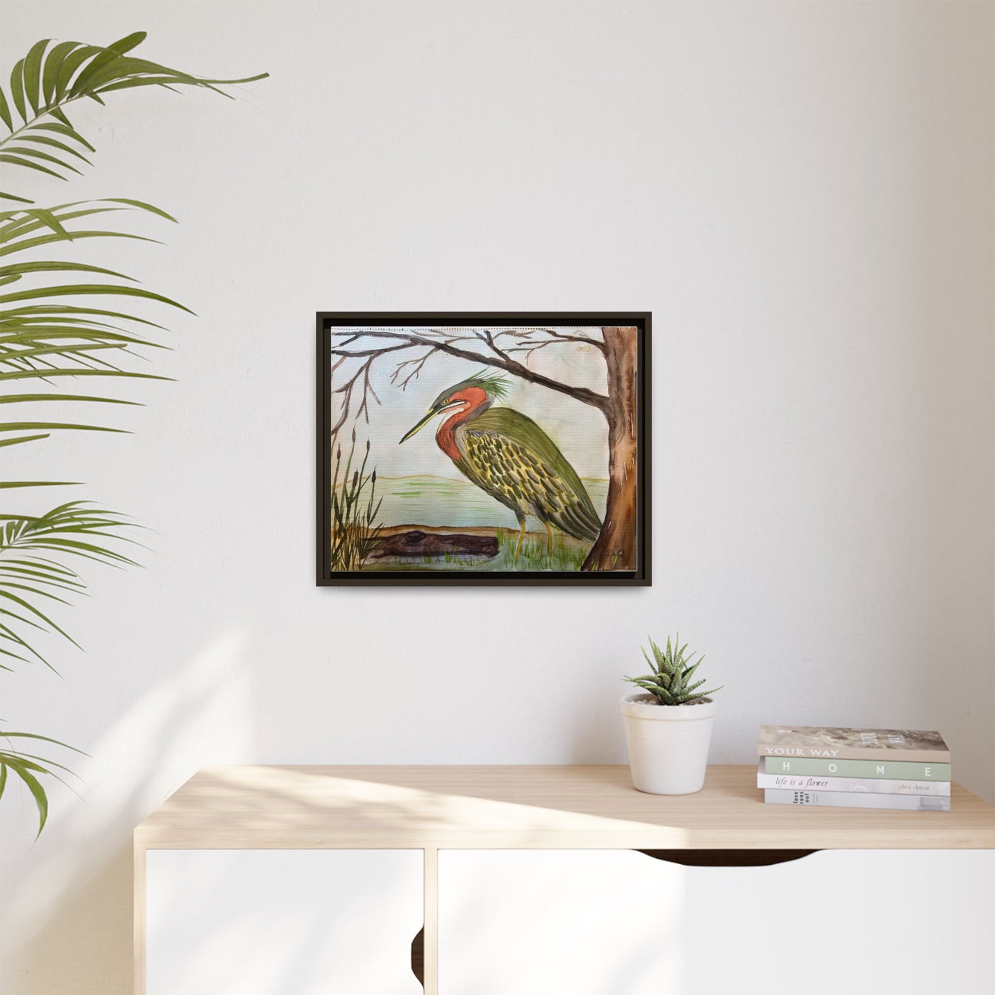 Green Heron Wetlands Print on Canvas