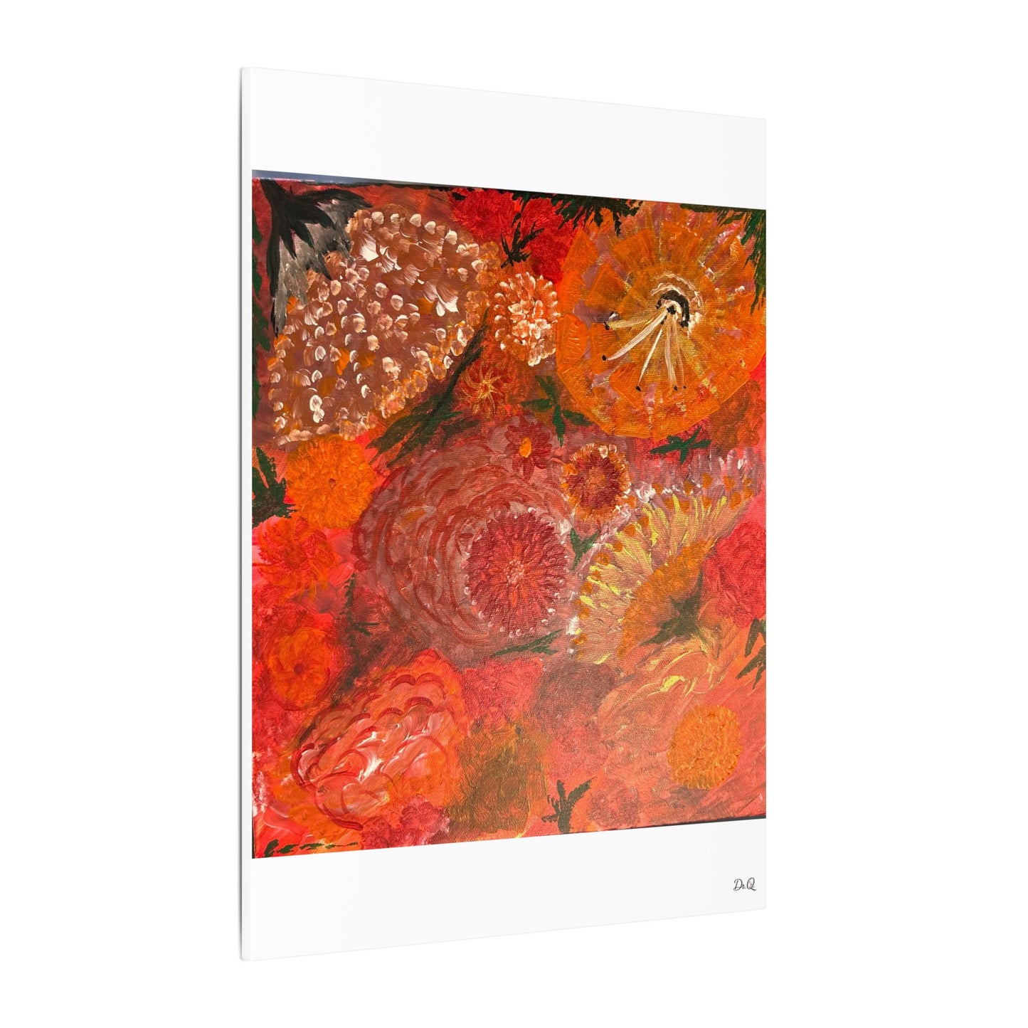 Canvas Print - Flower Burst Watercolor of Bright Red and Orange