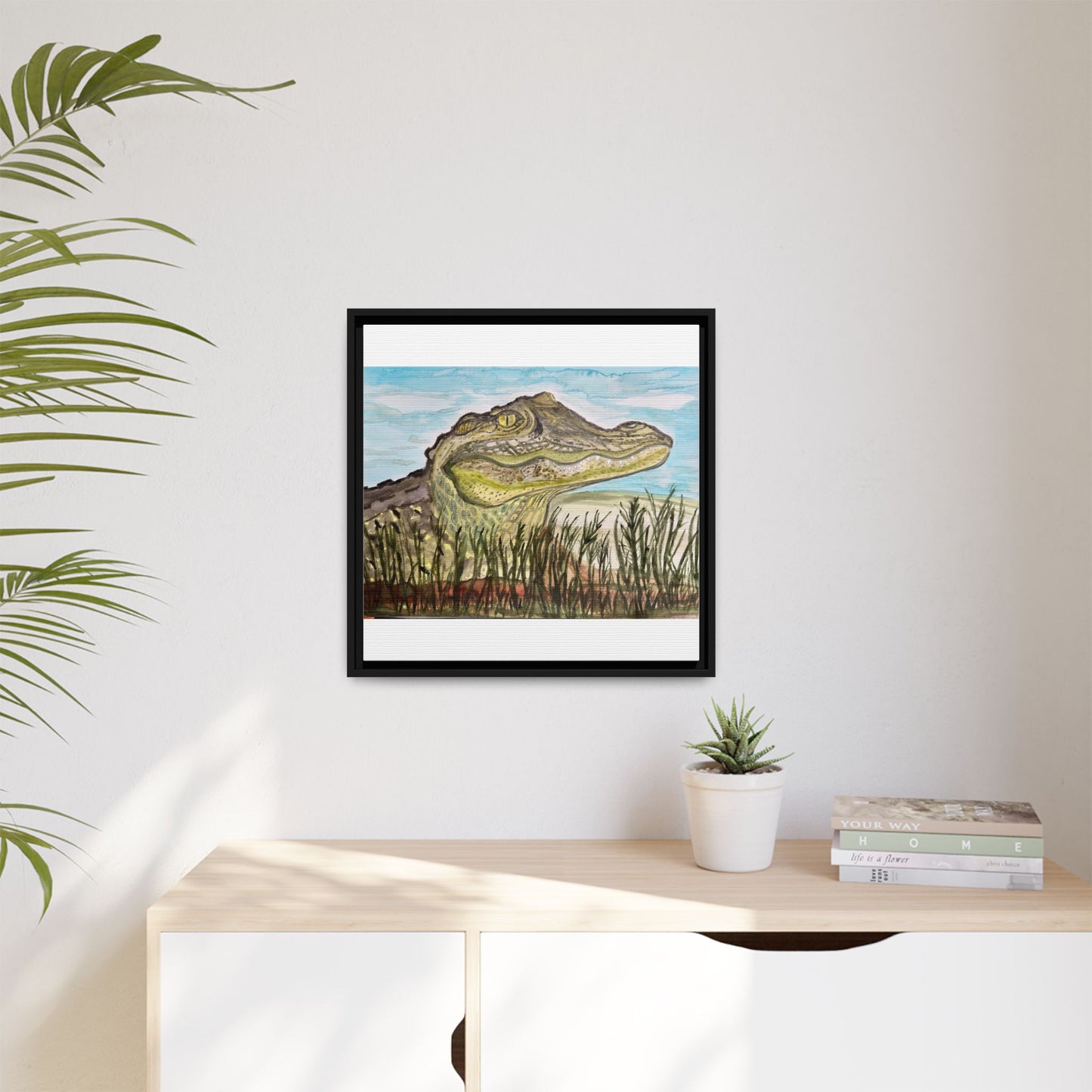 Texas Gator "Big Padre" Alligator Wall Art — Framed Matte Canvas Print