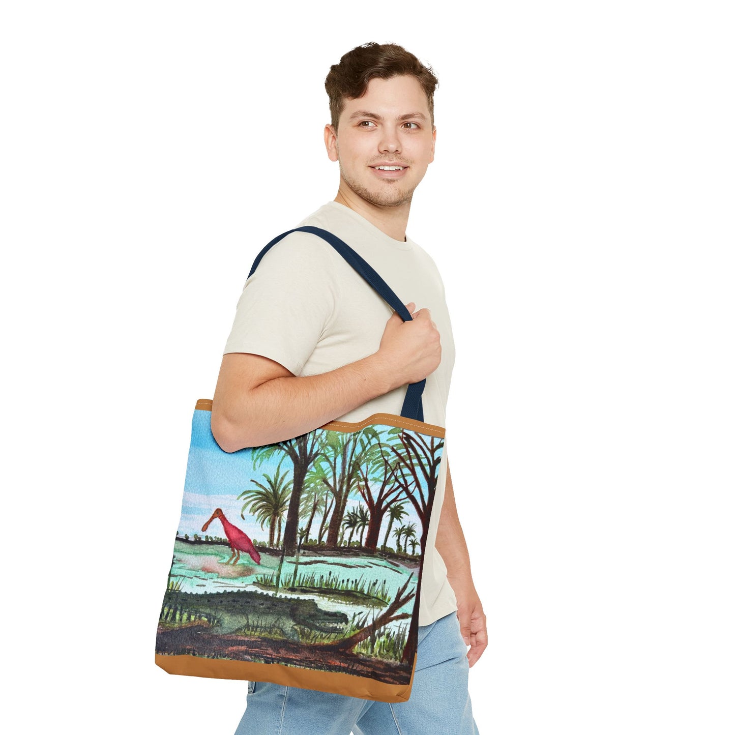 Texas Gator & Roseate Spoonbill Tote Bag — Bold All-Over Print