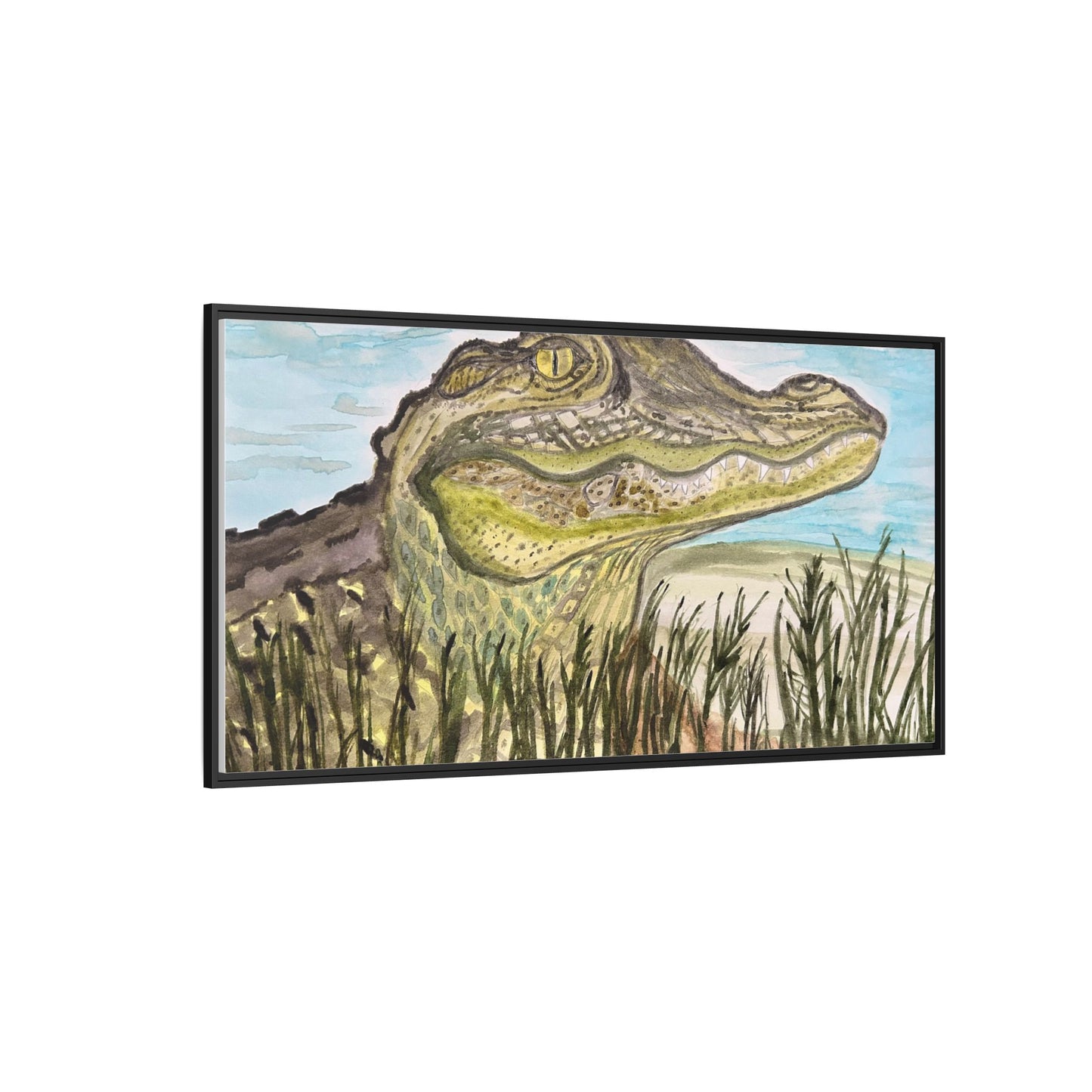 Texas Gator "Big Padre" Alligator Wall Art — Framed Matte Canvas Print