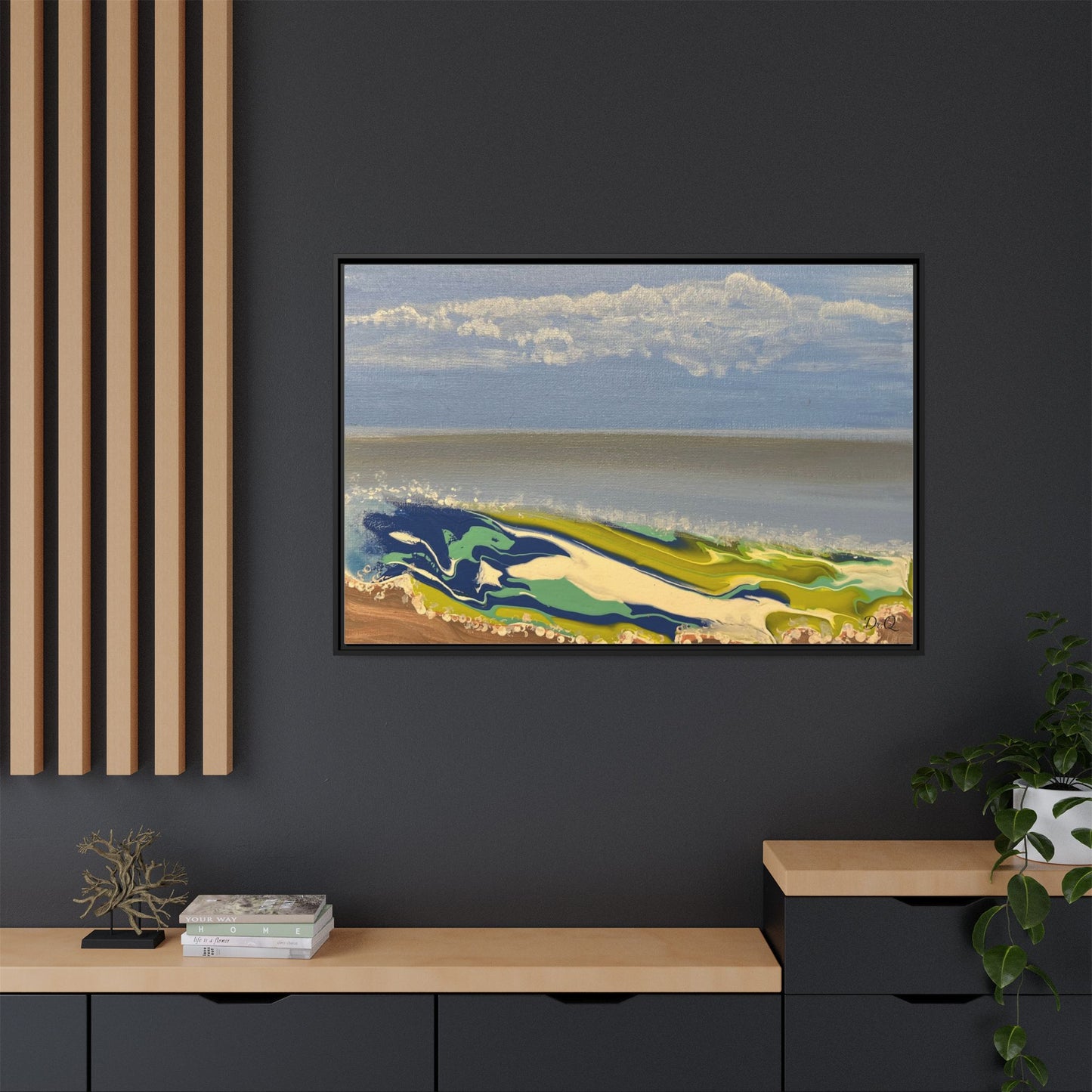 Sea Wash Matte Canvas, Framed (Multi-color)