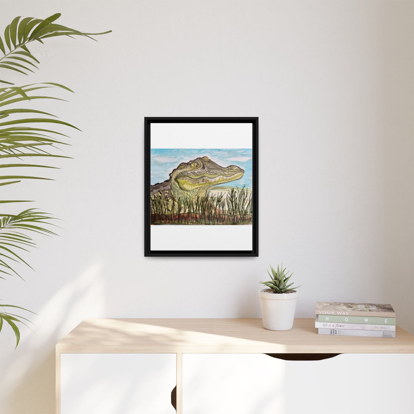 Texas Gator "Big Padre" Alligator Wall Art — Framed Matte Canvas Print