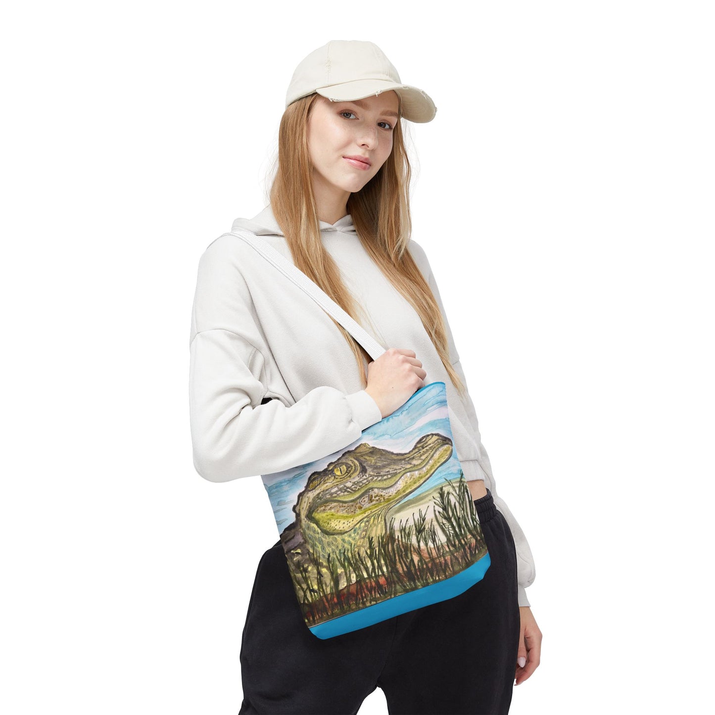 Texas Gator "Big Padre" Alligator Marsh Tote Bag — Wildlife Art Canvas Beach & Market Tote
