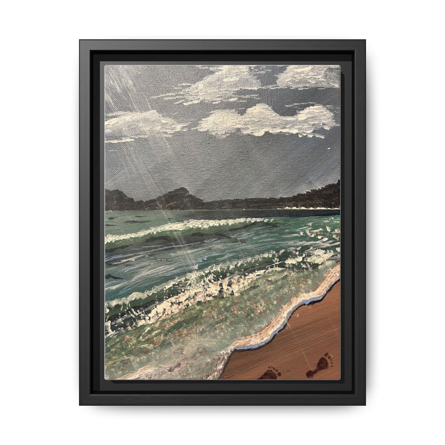 Walk on the Beach Matte Canvas, Black Frame