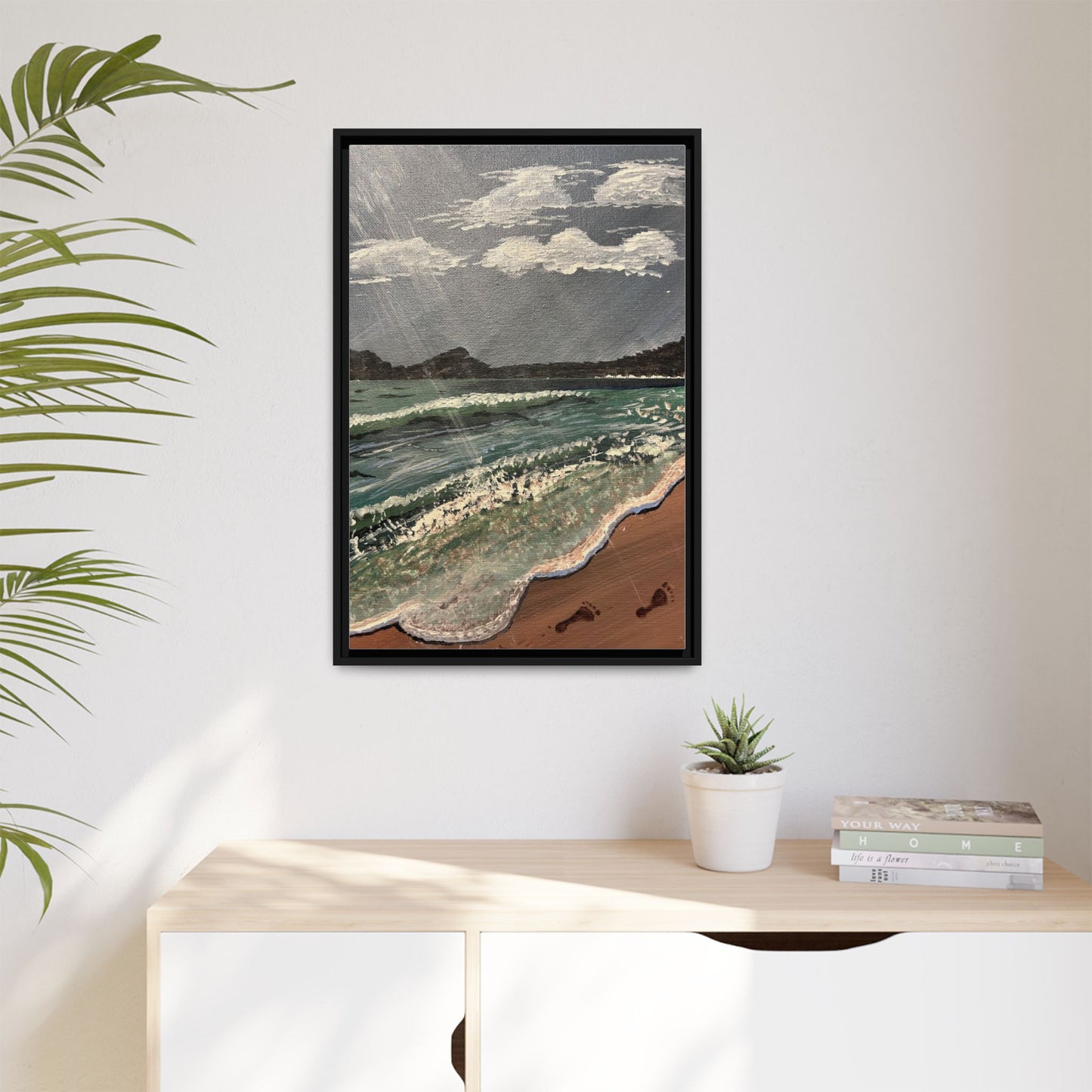 Walk on the Beach Matte Canvas, Black Frame