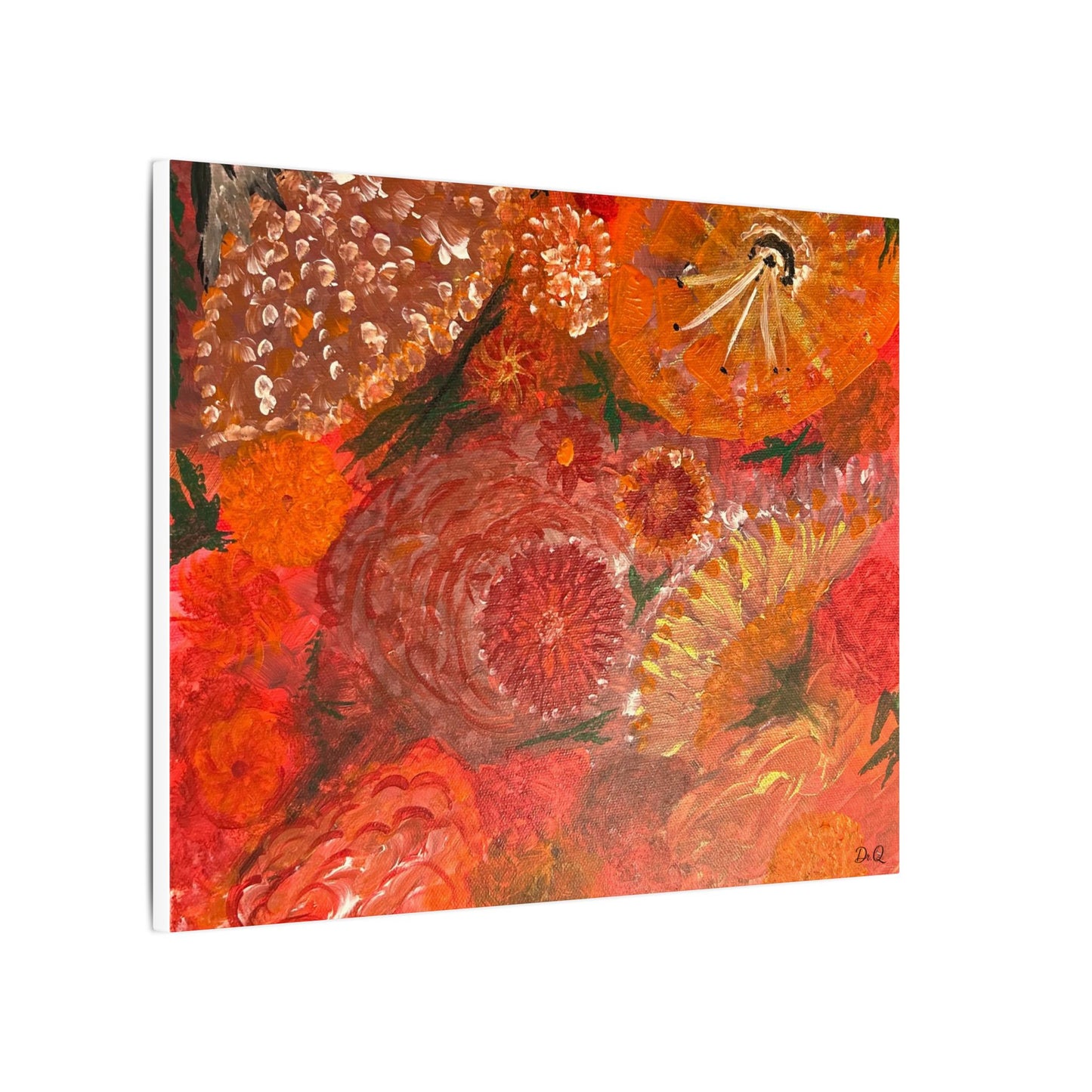 Canvas Print - Flower Burst Watercolor of Bright Red and Orange