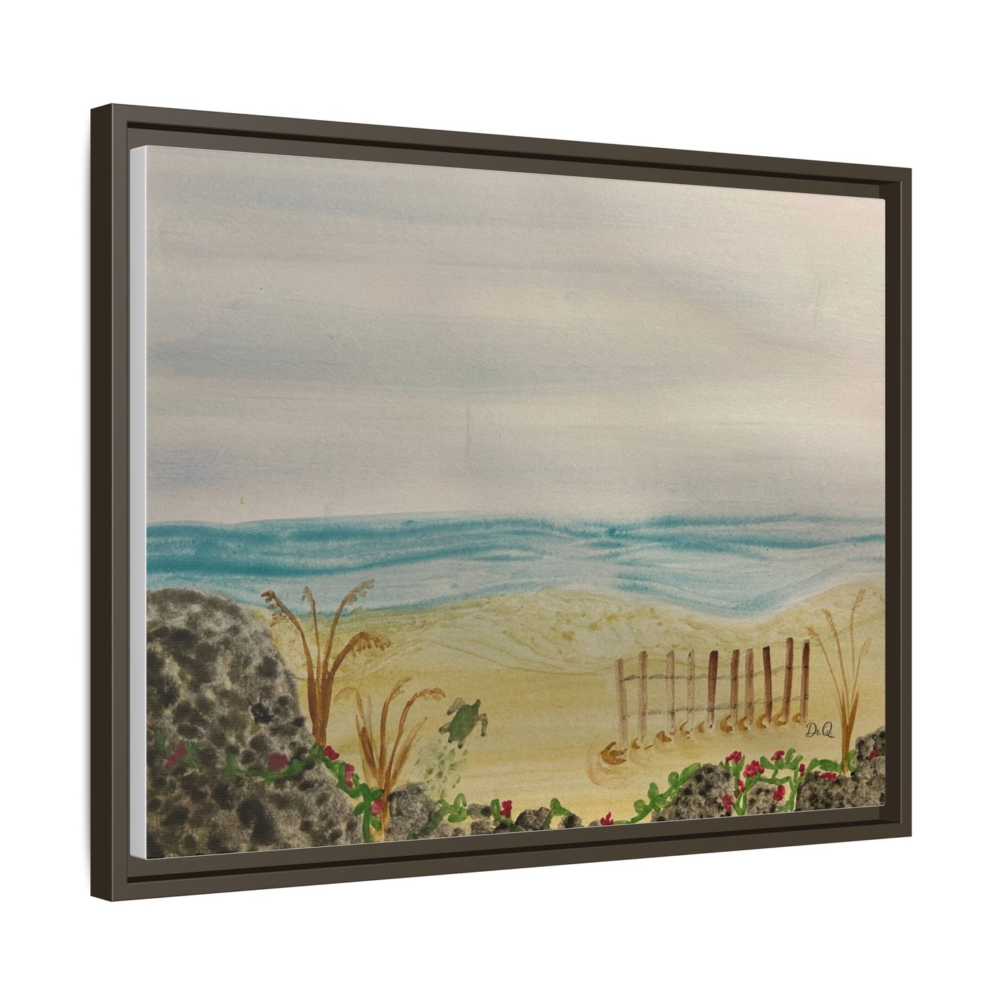 Coastal Beach Scene Matte Canvas Print (Framed)