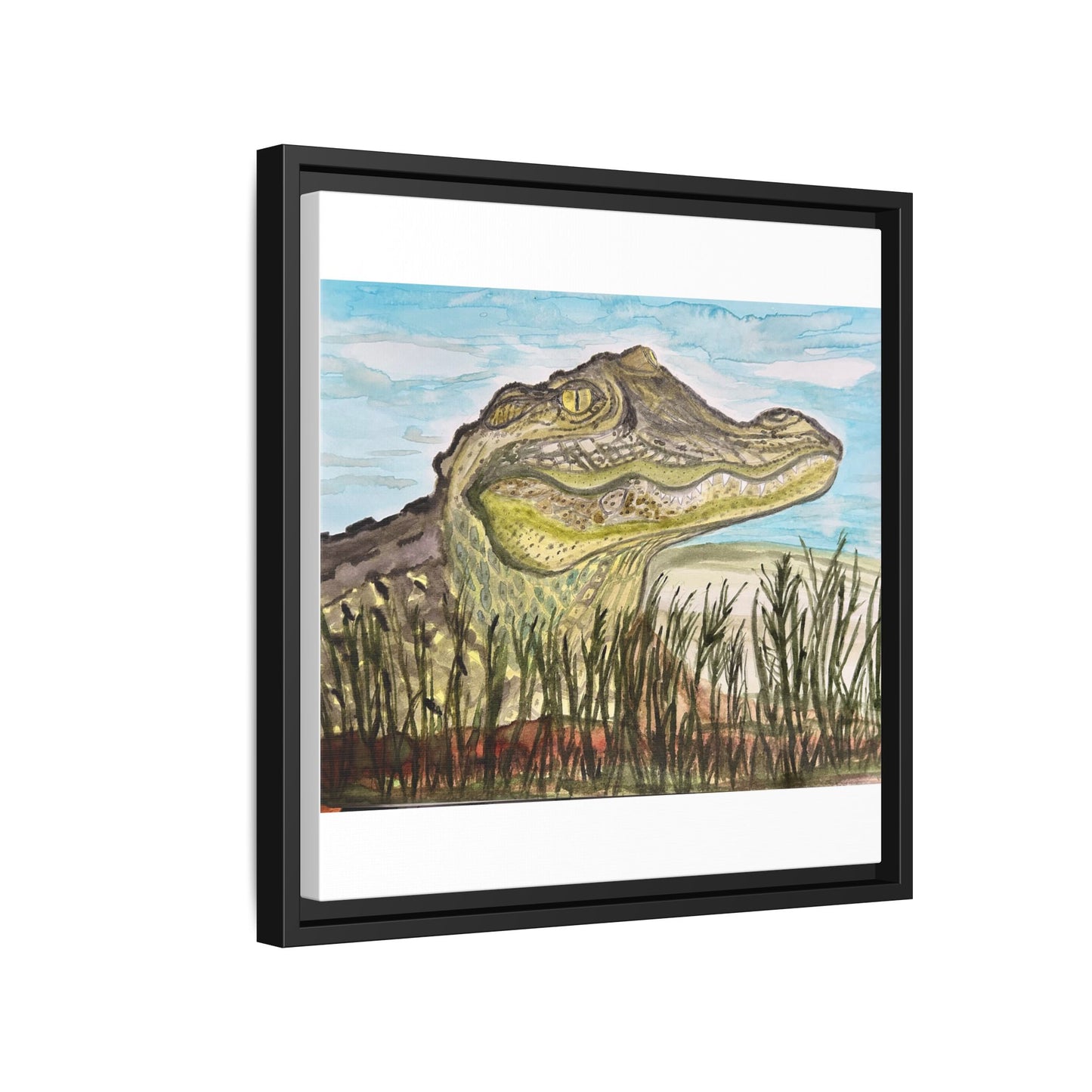 Texas Gator "Big Padre" Alligator Wall Art — Framed Matte Canvas Print