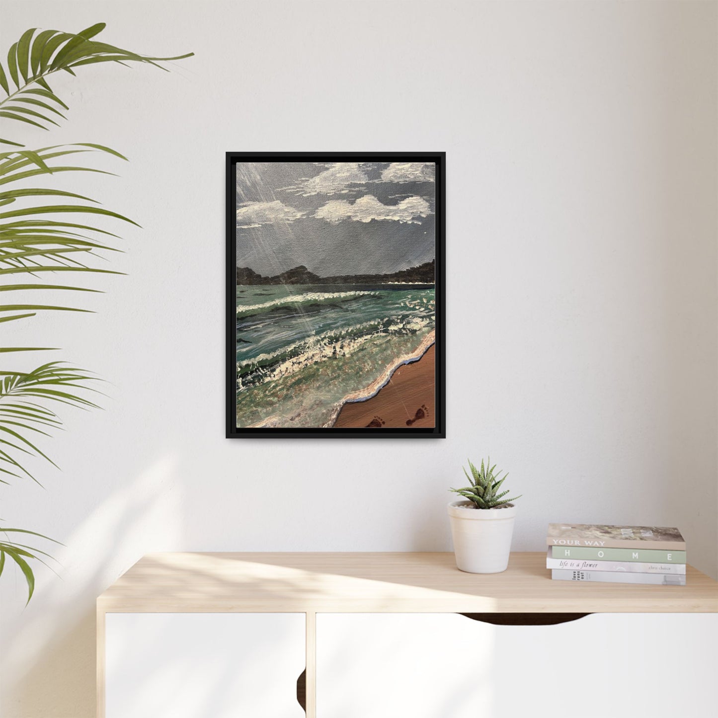 Walk on the Beach Matte Canvas, Black Frame