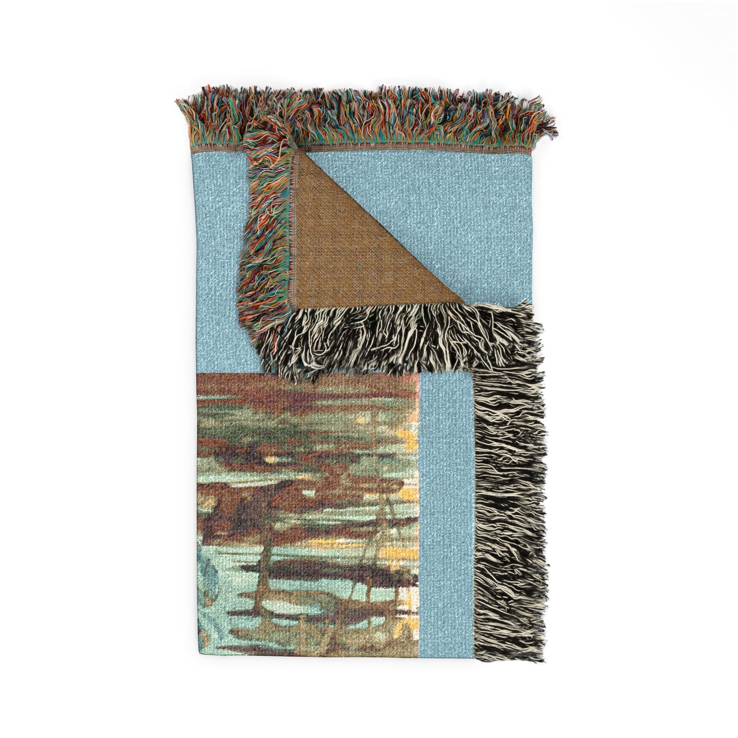 Blue Crab Coastal Woven Blanket — Boho Sea Life Throw with Nautical Sea Design