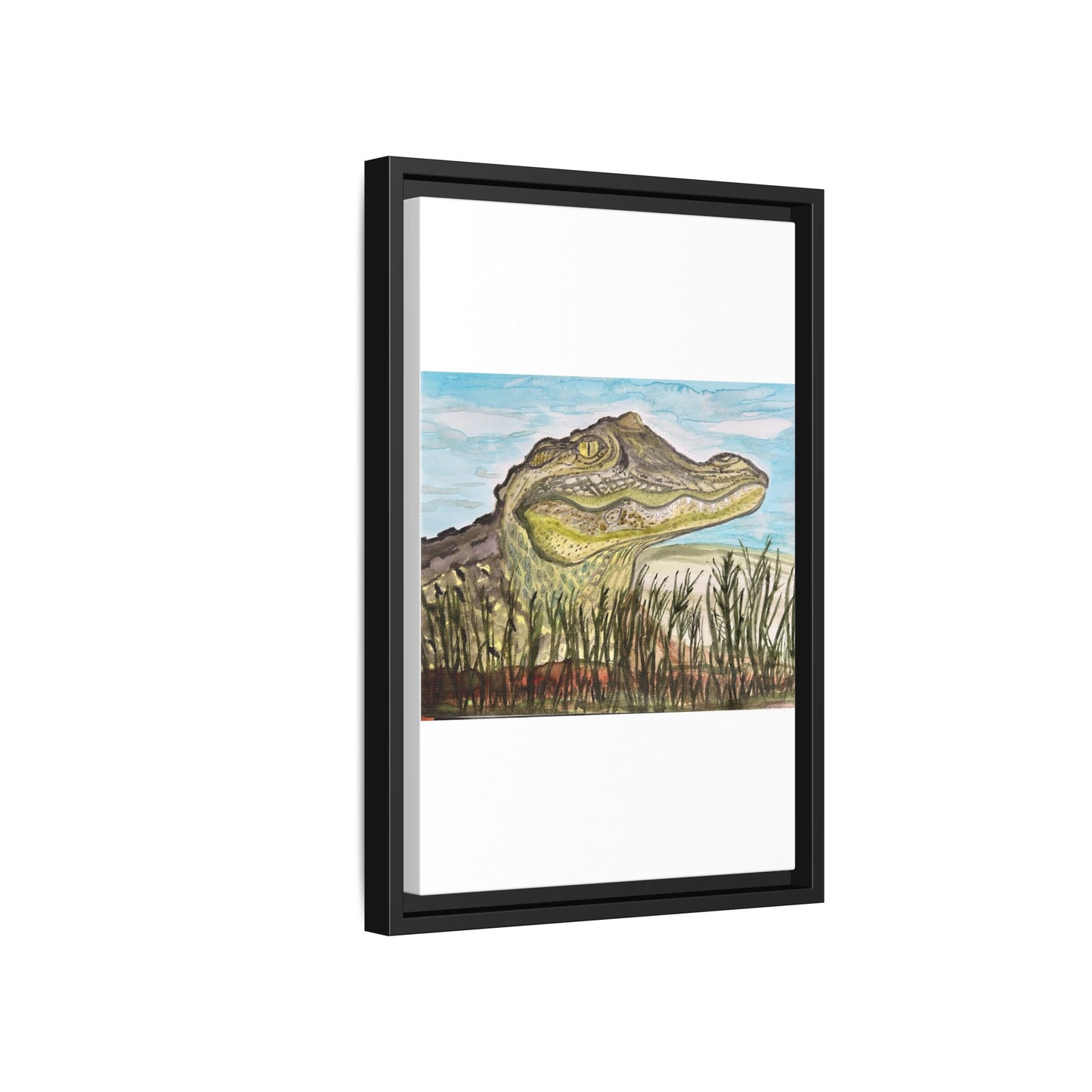 Texas Gator "Big Padre" Alligator Wall Art — Framed Matte Canvas Print