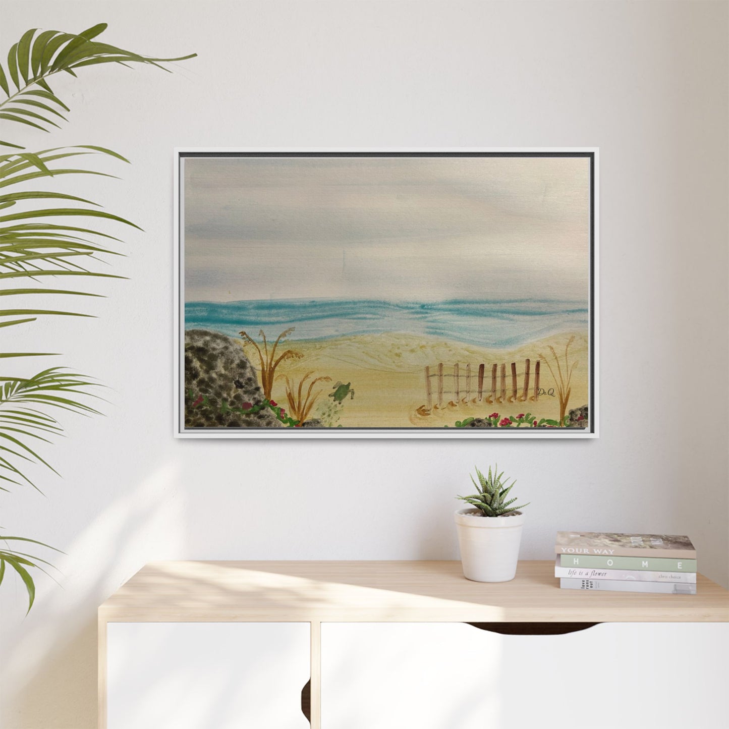 Coastal Beach Scene Matte Canvas Print (Framed)