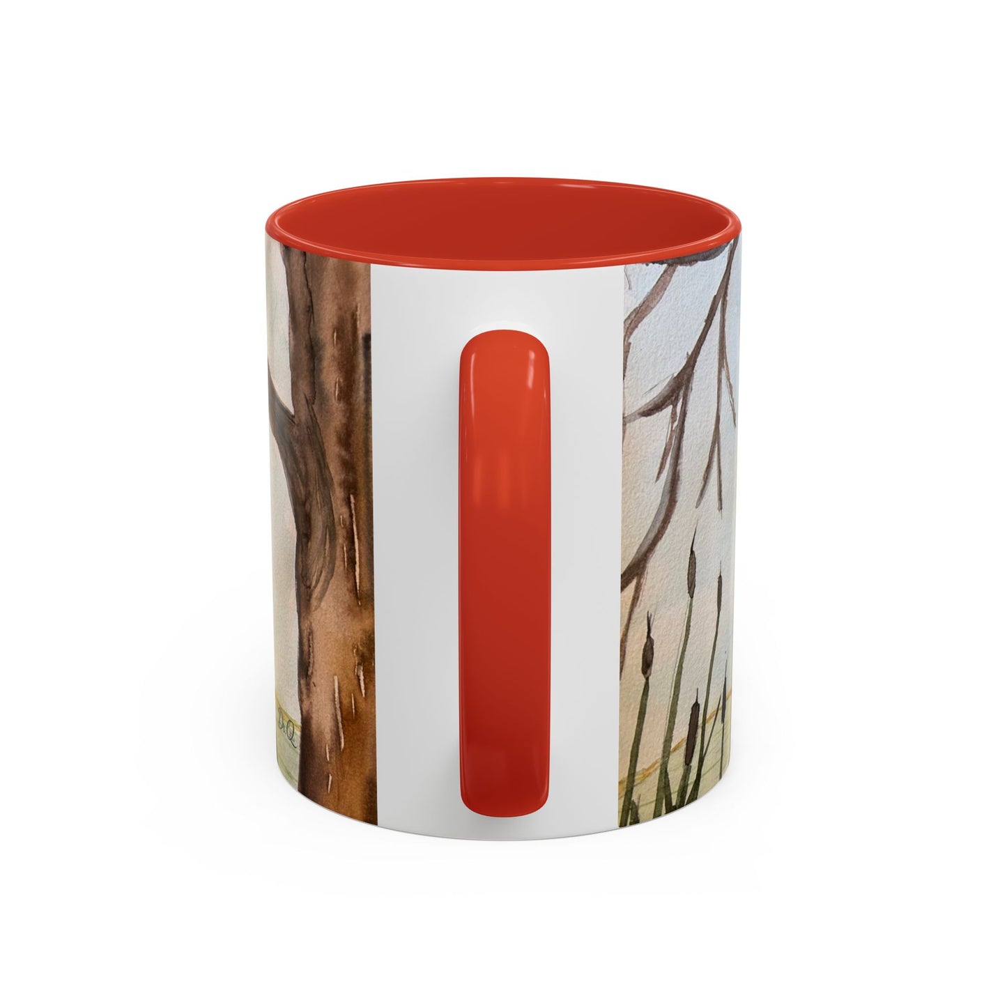 Green Heron Watercolor Accent Coffee Mug — Nature Bird Watercolor (11/15oz)