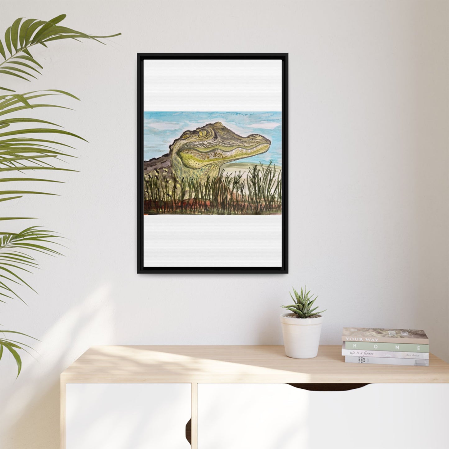 Texas Gator "Big Padre" Alligator Wall Art — Framed Matte Canvas Print