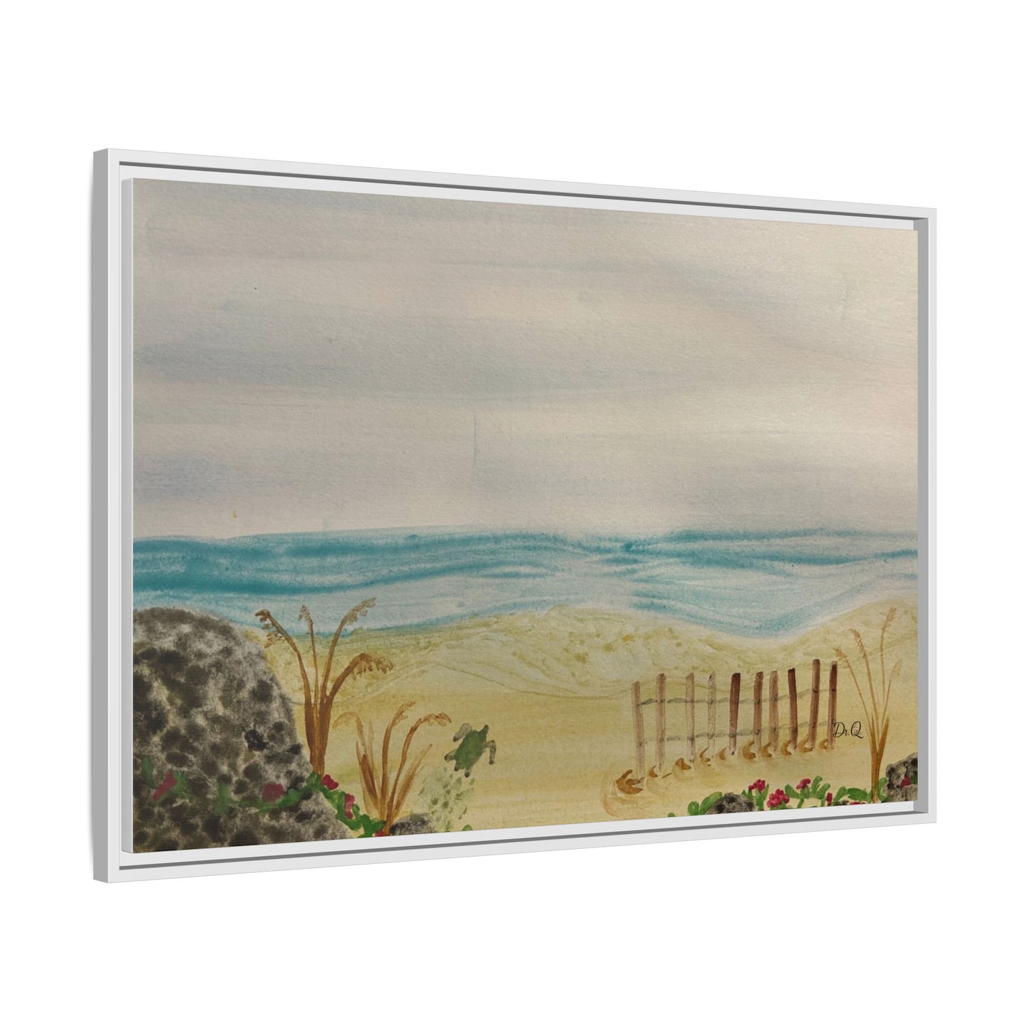 Coastal Beach Scene Matte Canvas Print (Framed)
