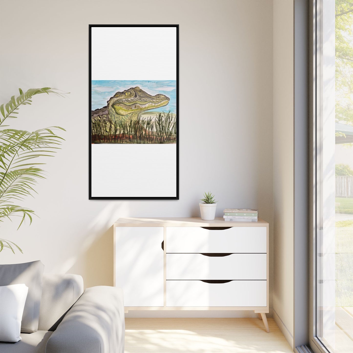 Texas Gator "Big Padre" Alligator Wall Art — Framed Matte Canvas Print