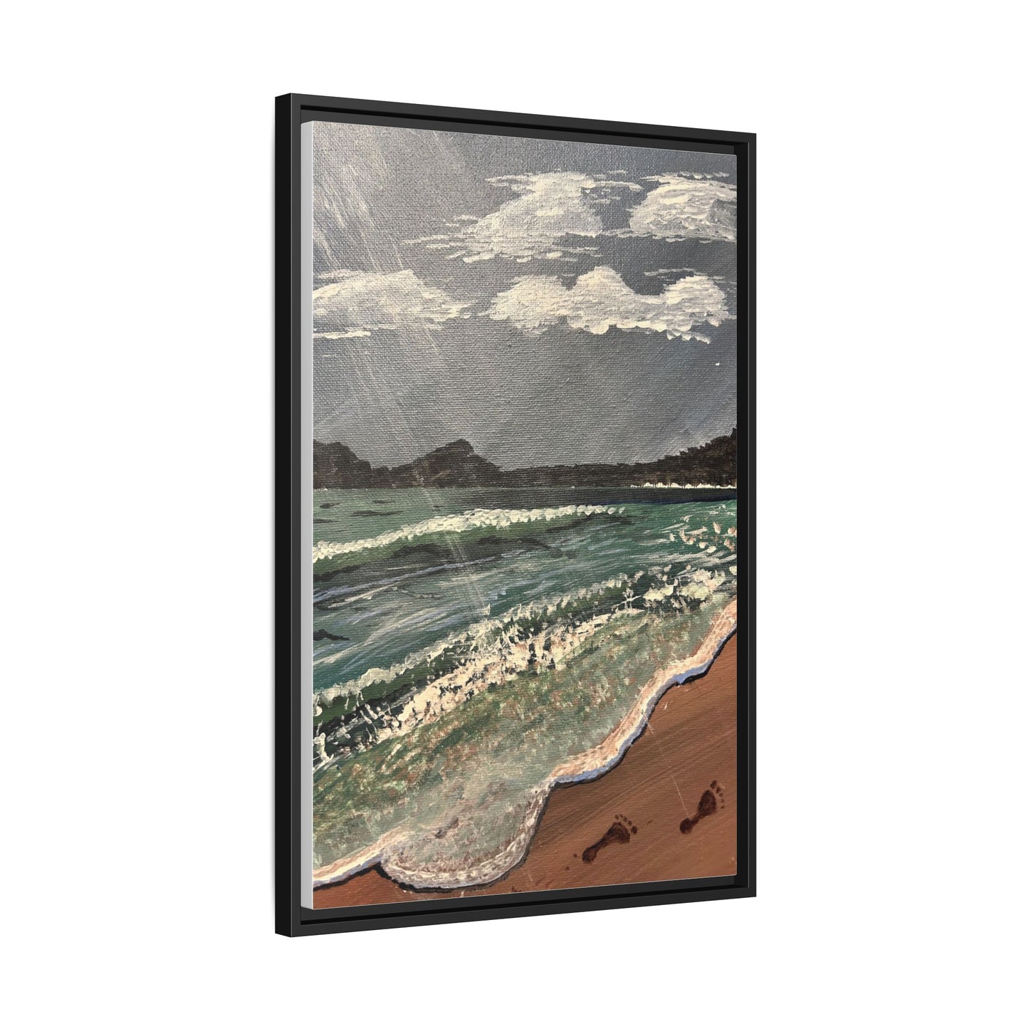 Walk on the Beach Matte Canvas, Black Frame