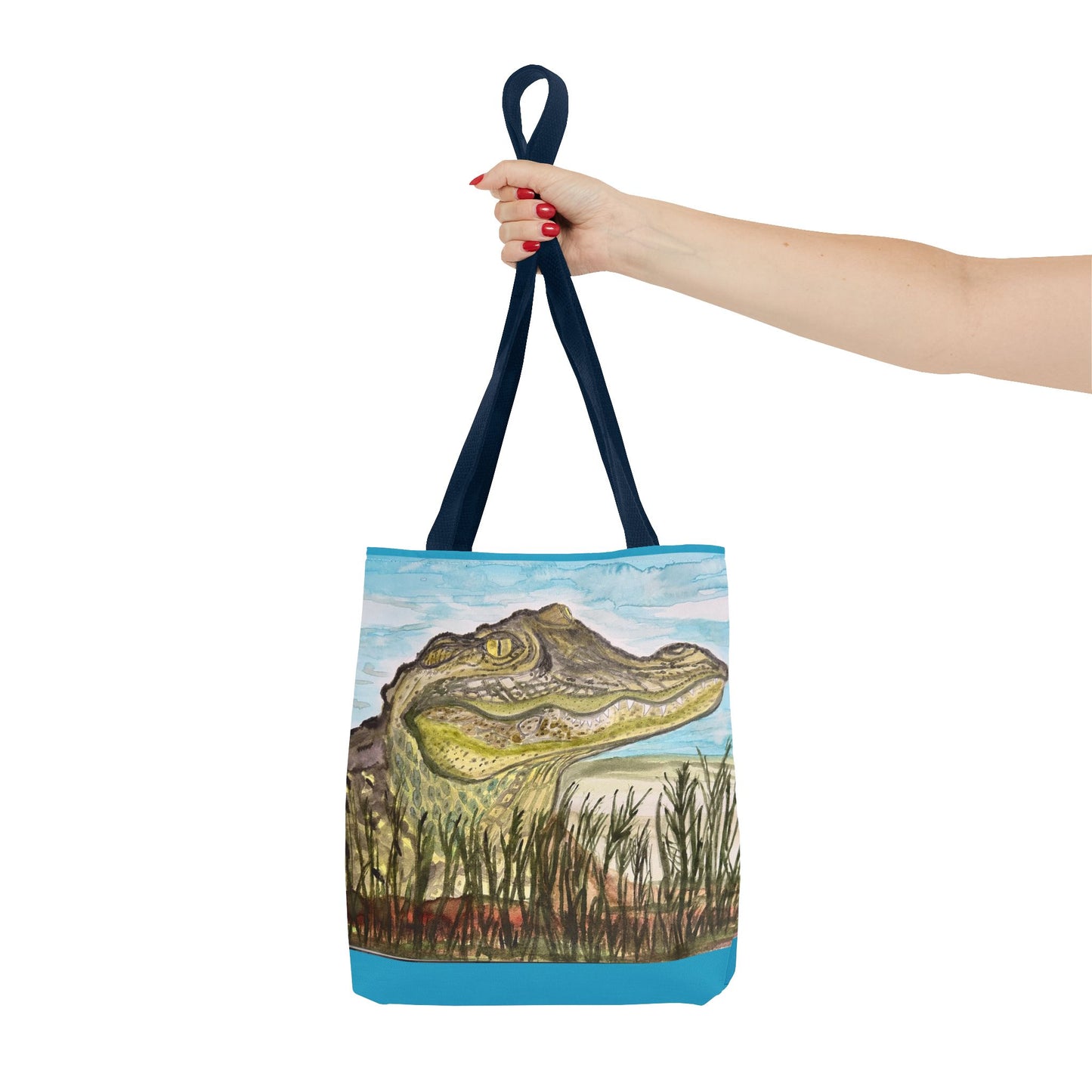 Texas Gator "Big Padre" Alligator Marsh Tote Bag — Wildlife Art Canvas Beach & Market Tote