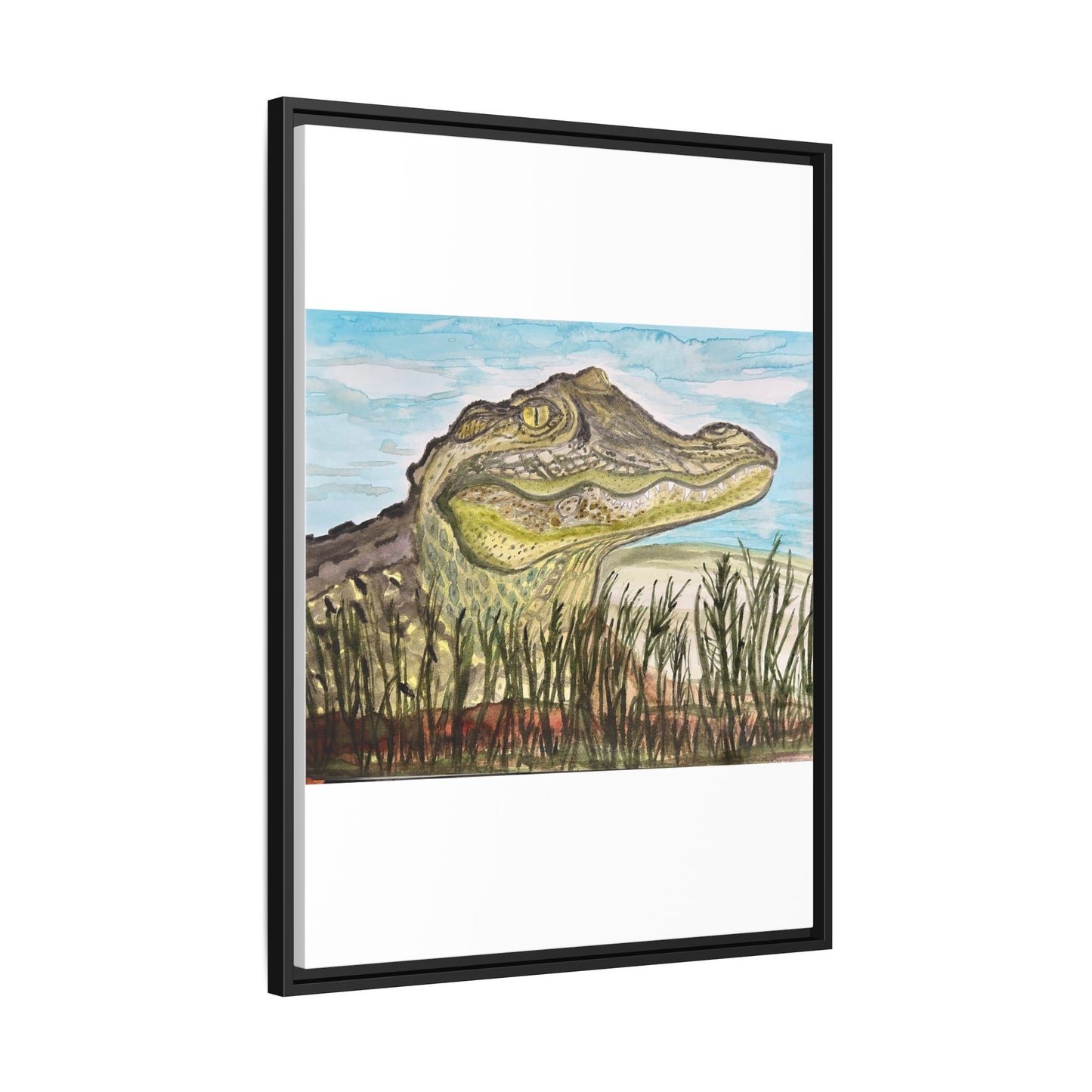 Texas Gator "Big Padre" Alligator Wall Art — Framed Matte Canvas Print
