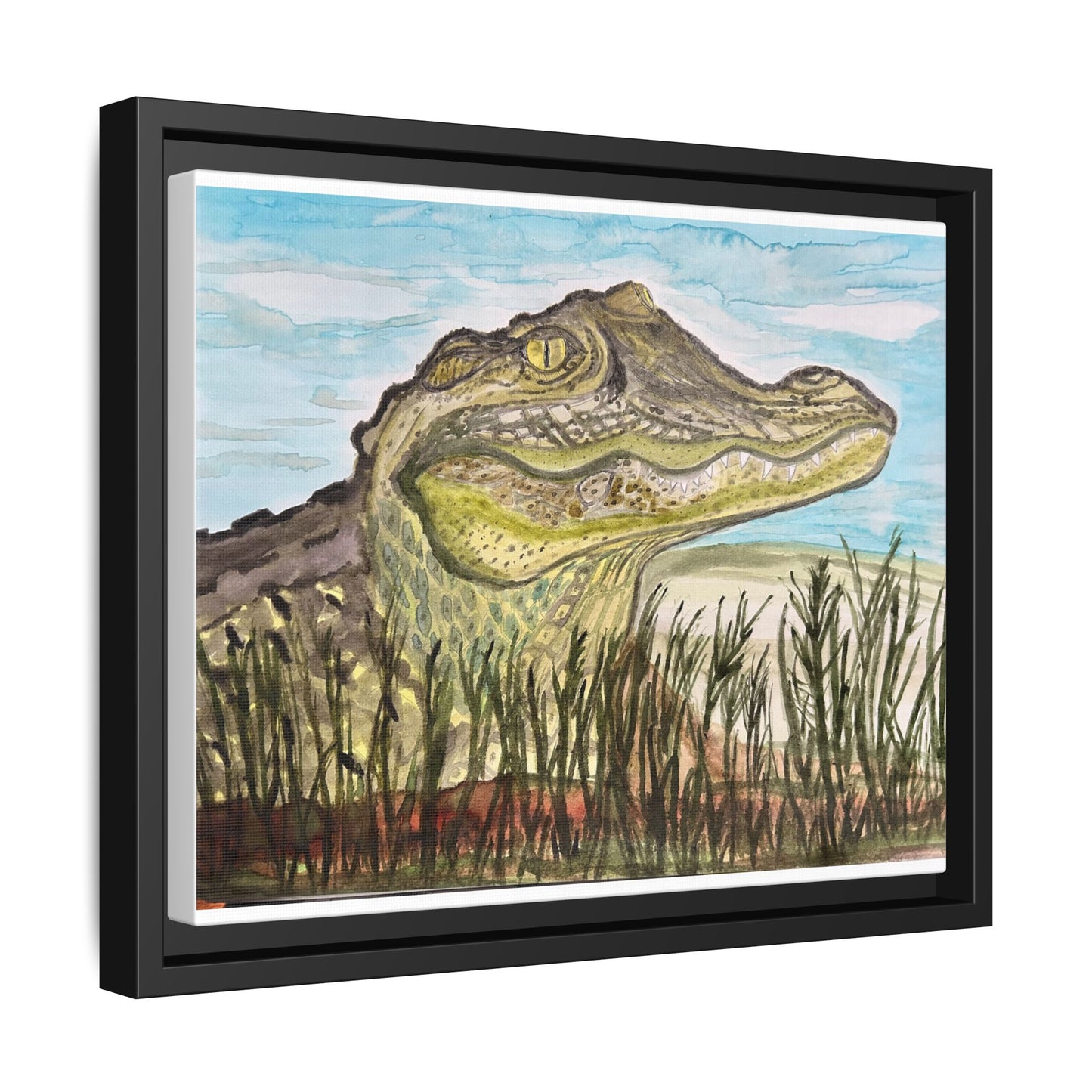 Texas Gator "Big Padre" Alligator Wall Art — Framed Matte Canvas Print
