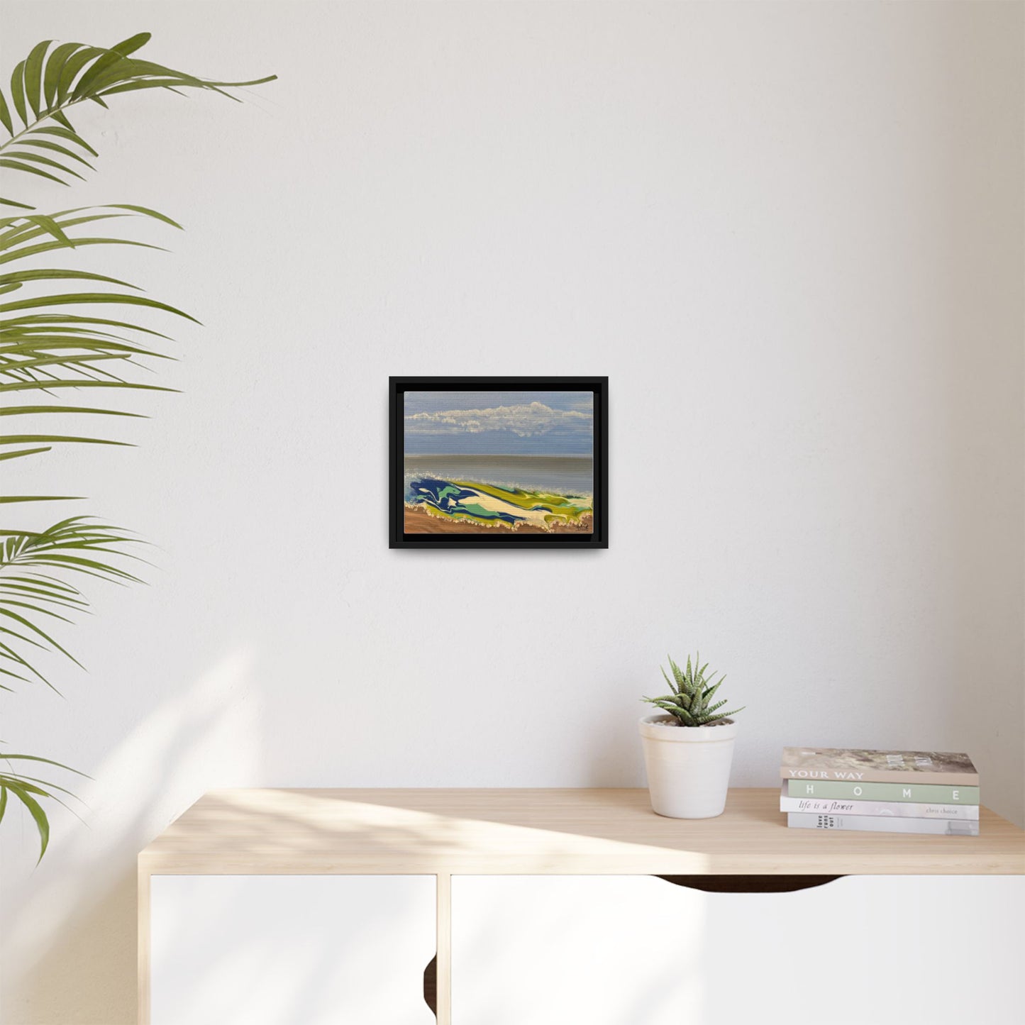 Sea Wash Matte Canvas, Framed (Multi-color)