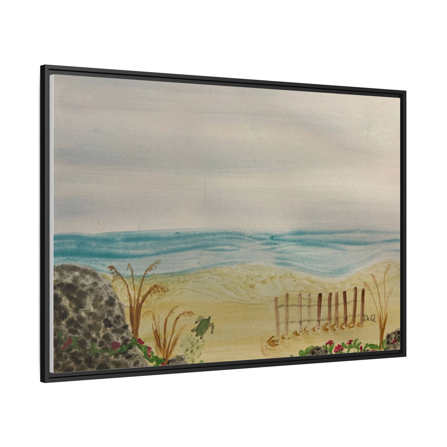 Coastal Beach Scene Matte Canvas Print (Framed)