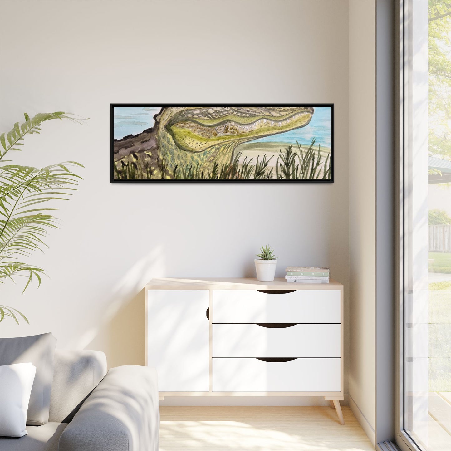 Texas Gator "Big Padre" Alligator Wall Art — Framed Matte Canvas Print