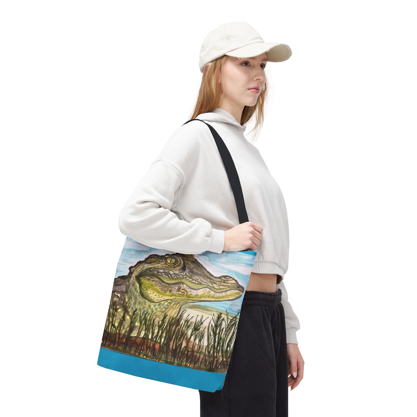 Texas Gator "Big Padre" Alligator Marsh Tote Bag — Wildlife Art Canvas Beach & Market Tote