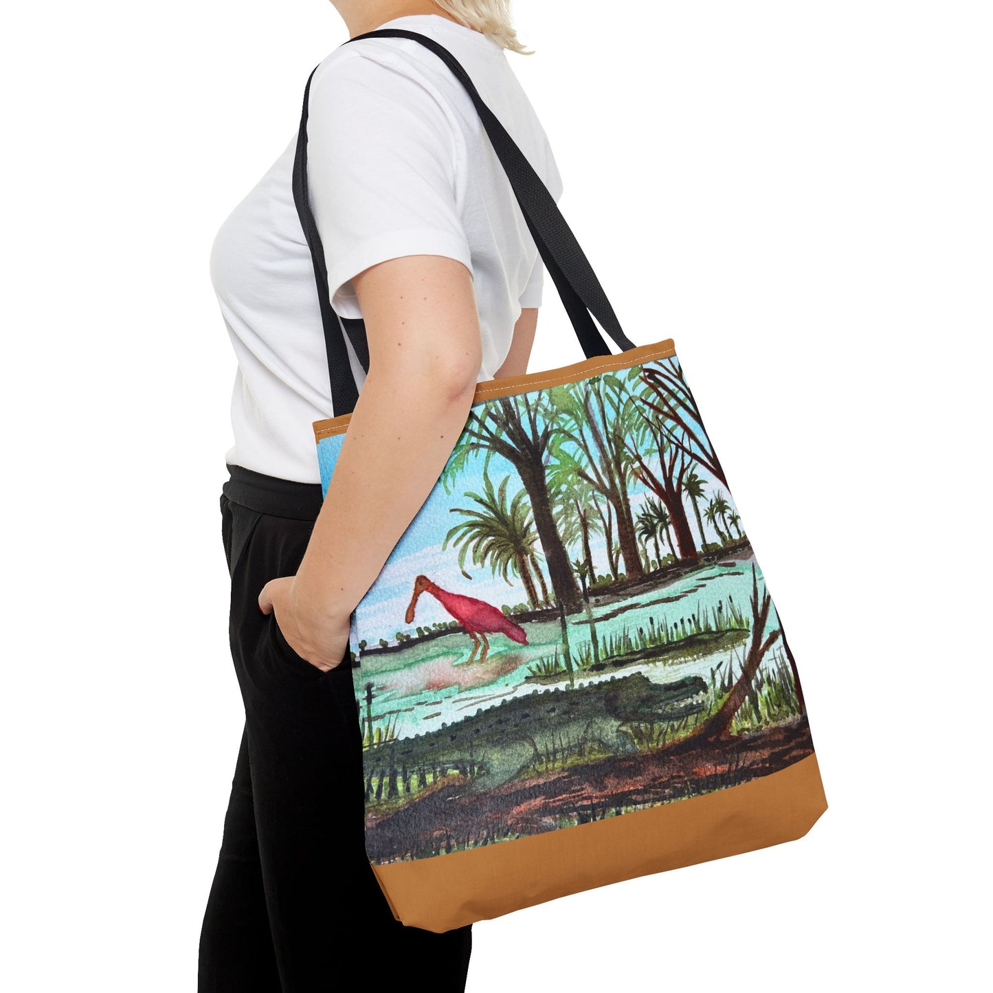 Texas Gator & Roseate Spoonbill Tote Bag — Bold All-Over Print