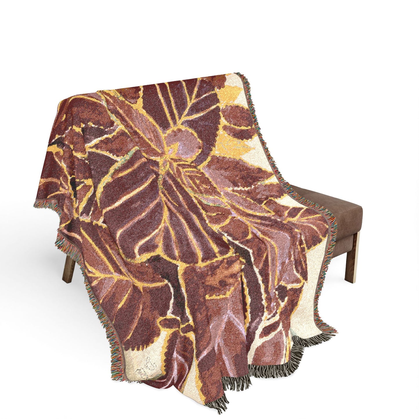 Coleus Botanical Leaves Woven Blanket — Autumn Palette Throw by Dr. Q