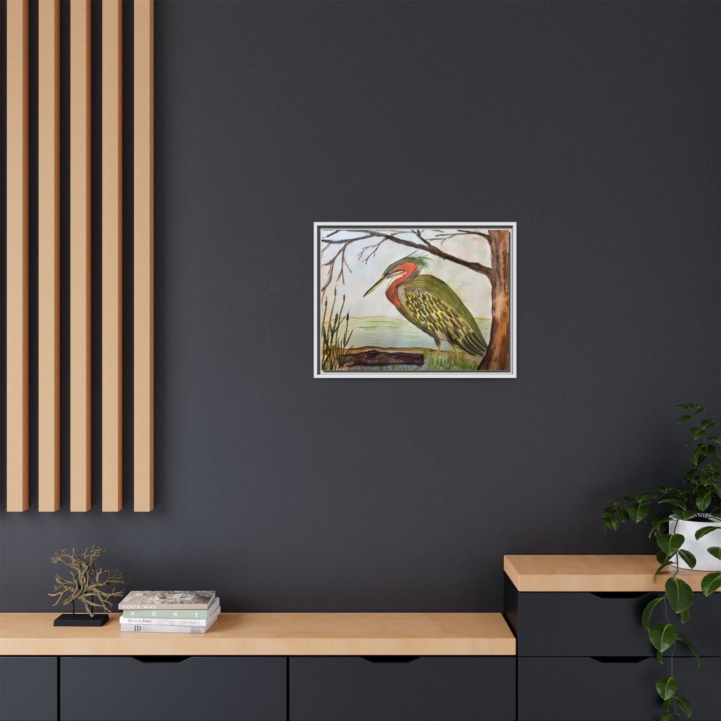 Green Heron Wetlands Print on Canvas
