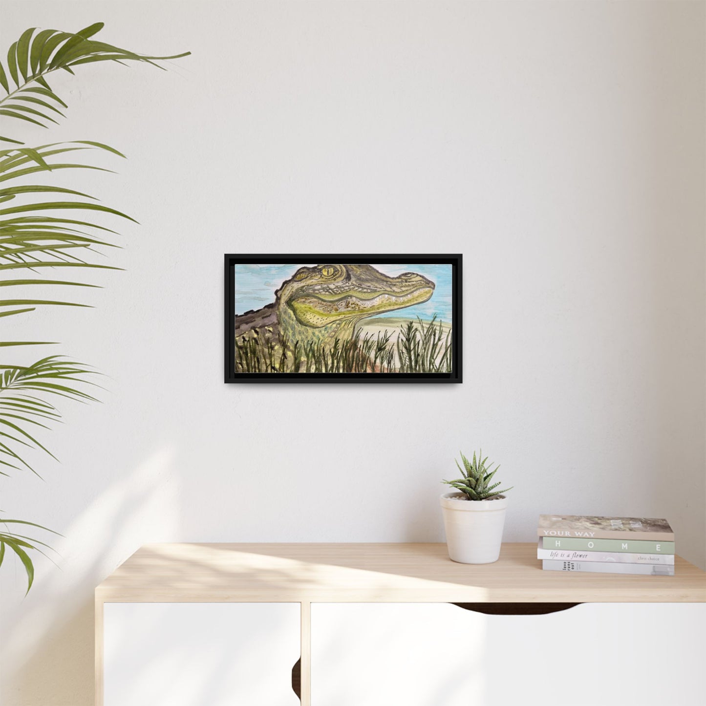 Texas Gator "Big Padre" Alligator Wall Art — Framed Matte Canvas Print