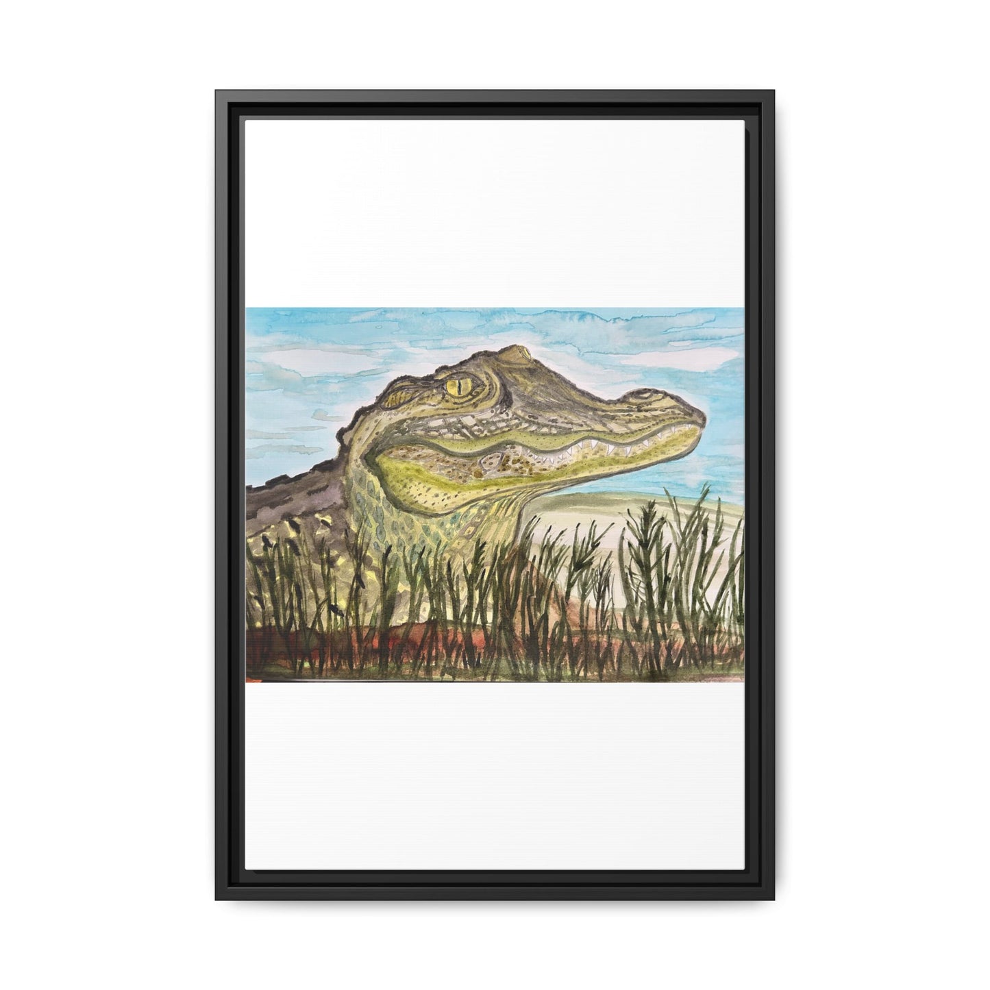 Texas Gator "Big Padre" Alligator Wall Art — Framed Matte Canvas Print