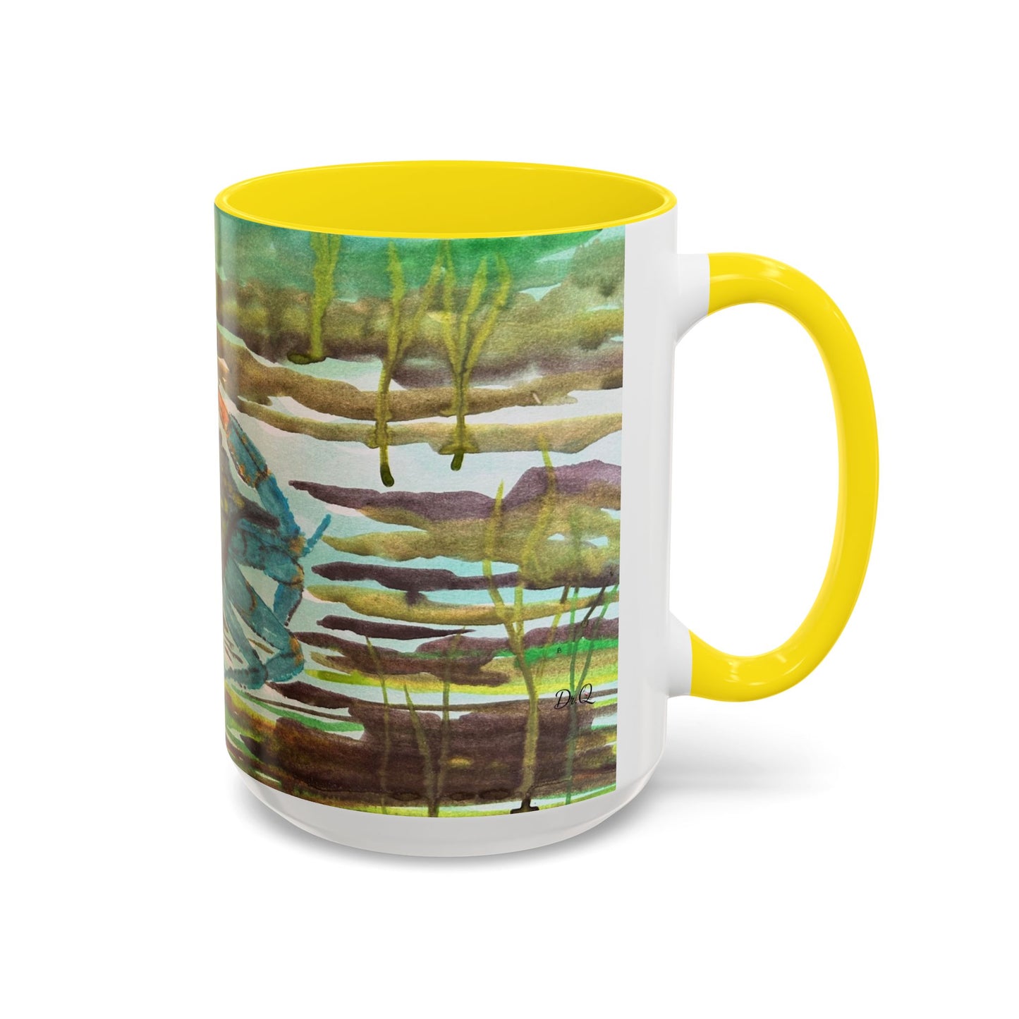 Blue Crab Under the Sea Accent Coffee Mug — Nautical Ocean Ceramic Mug (11/15oz)