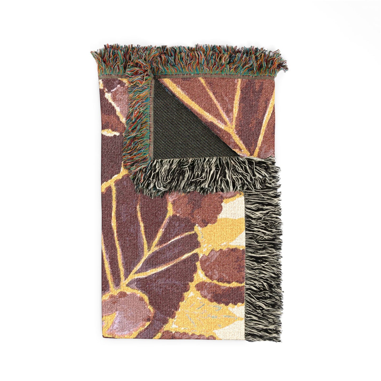 Coleus Botanical Leaves Woven Blanket — Autumn Palette Throw by Dr. Q