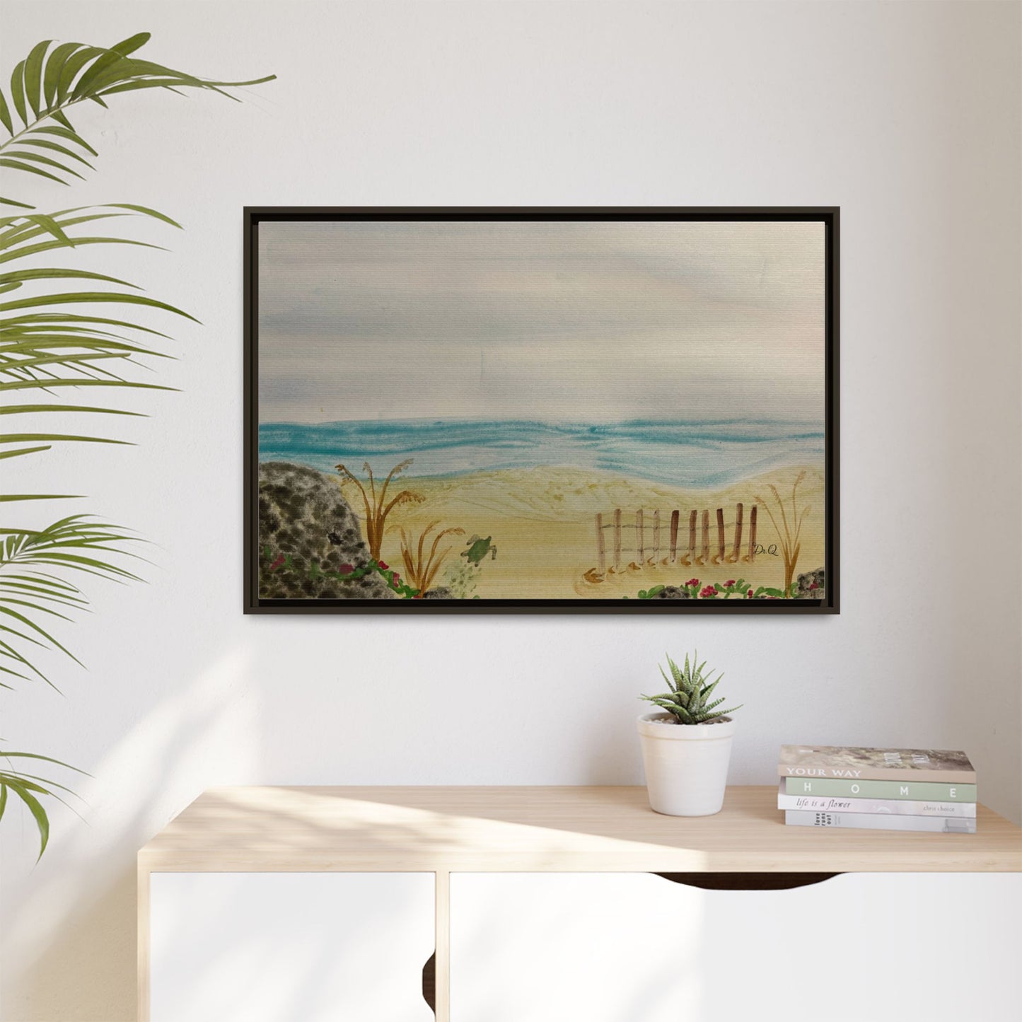 Coastal Beach Scene Matte Canvas Print (Framed)
