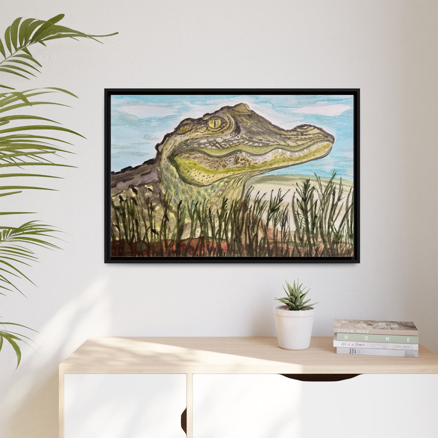 Texas Gator "Big Padre" Alligator Wall Art — Framed Matte Canvas Print