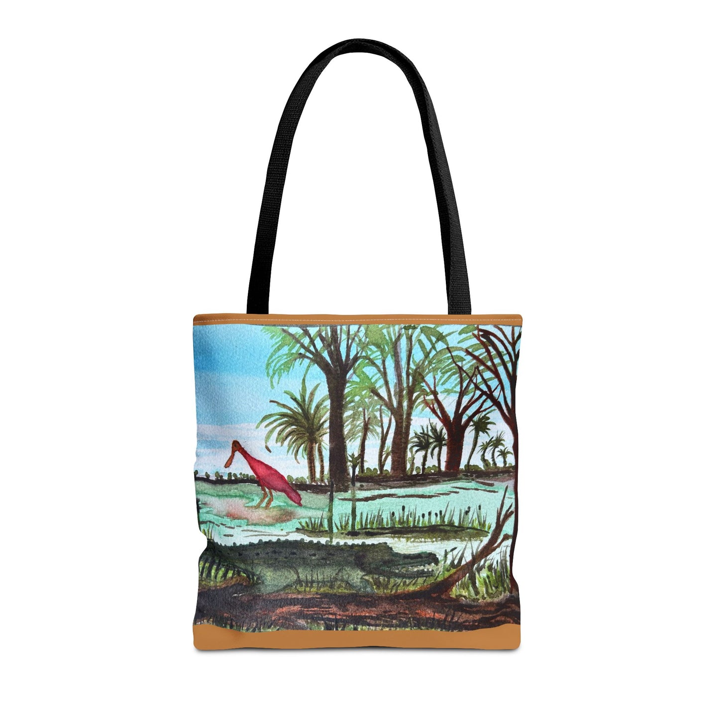 Texas Gator & Roseate Spoonbill Tote Bag — Bold All-Over Print