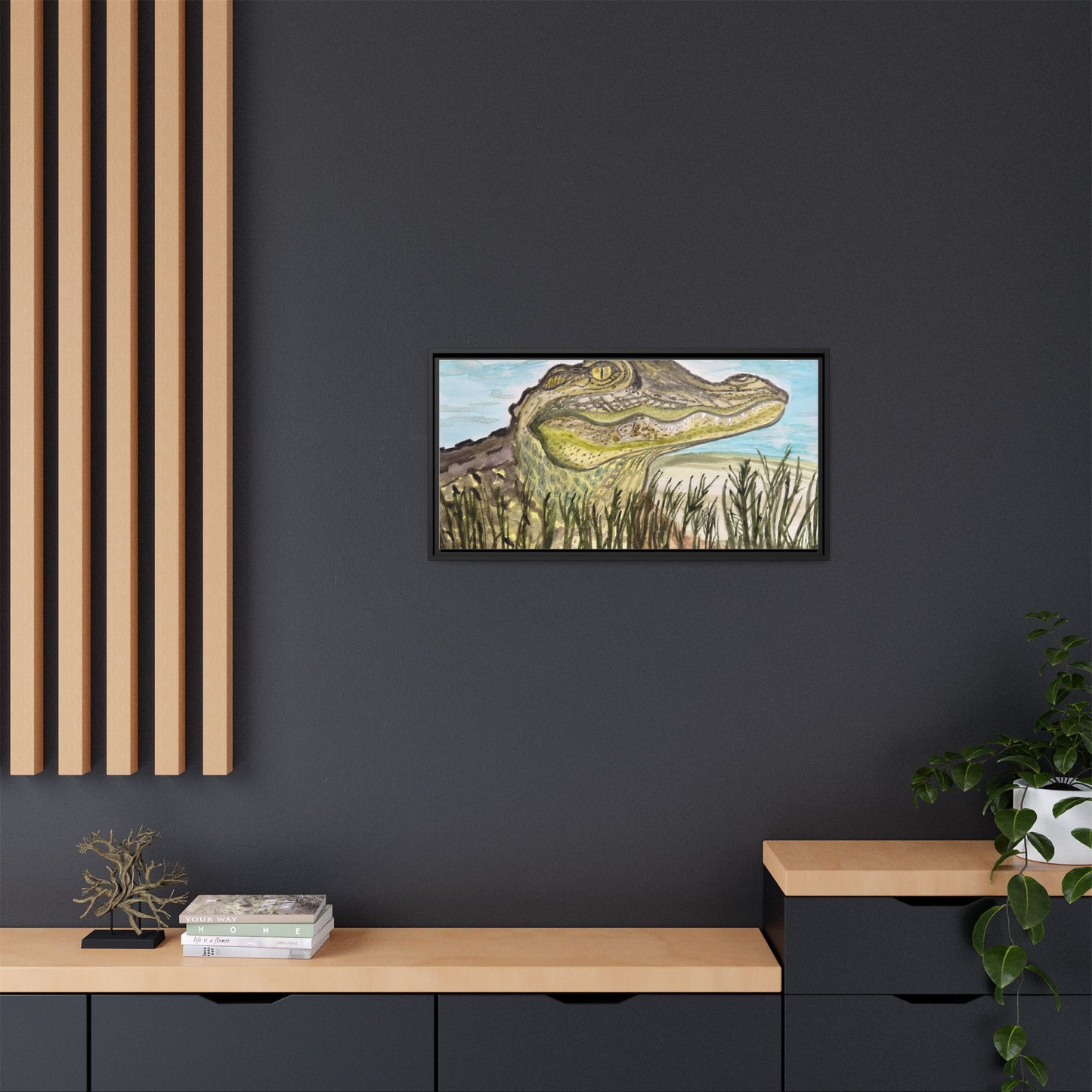 Texas Gator "Big Padre" Alligator Wall Art — Framed Matte Canvas Print